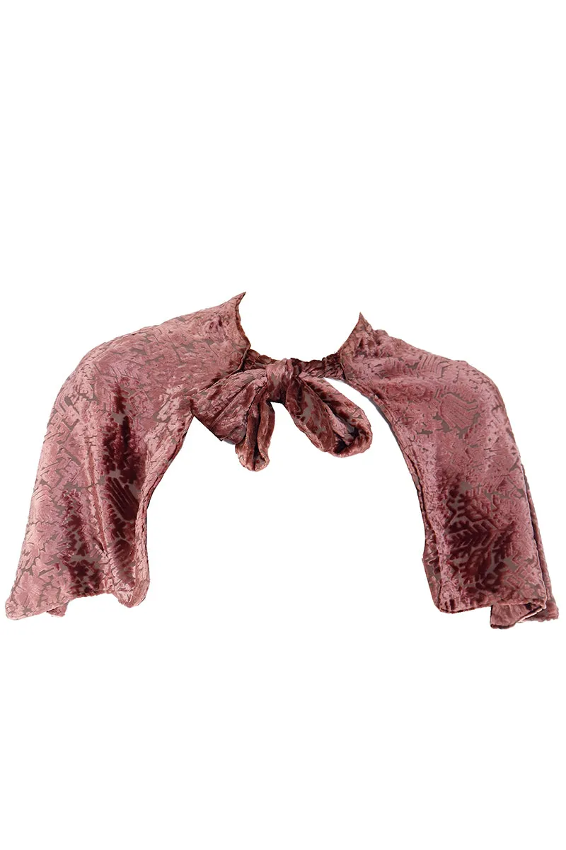 1920s Art Deco Vintage Mauve Pink Velvet Flapper Capelet