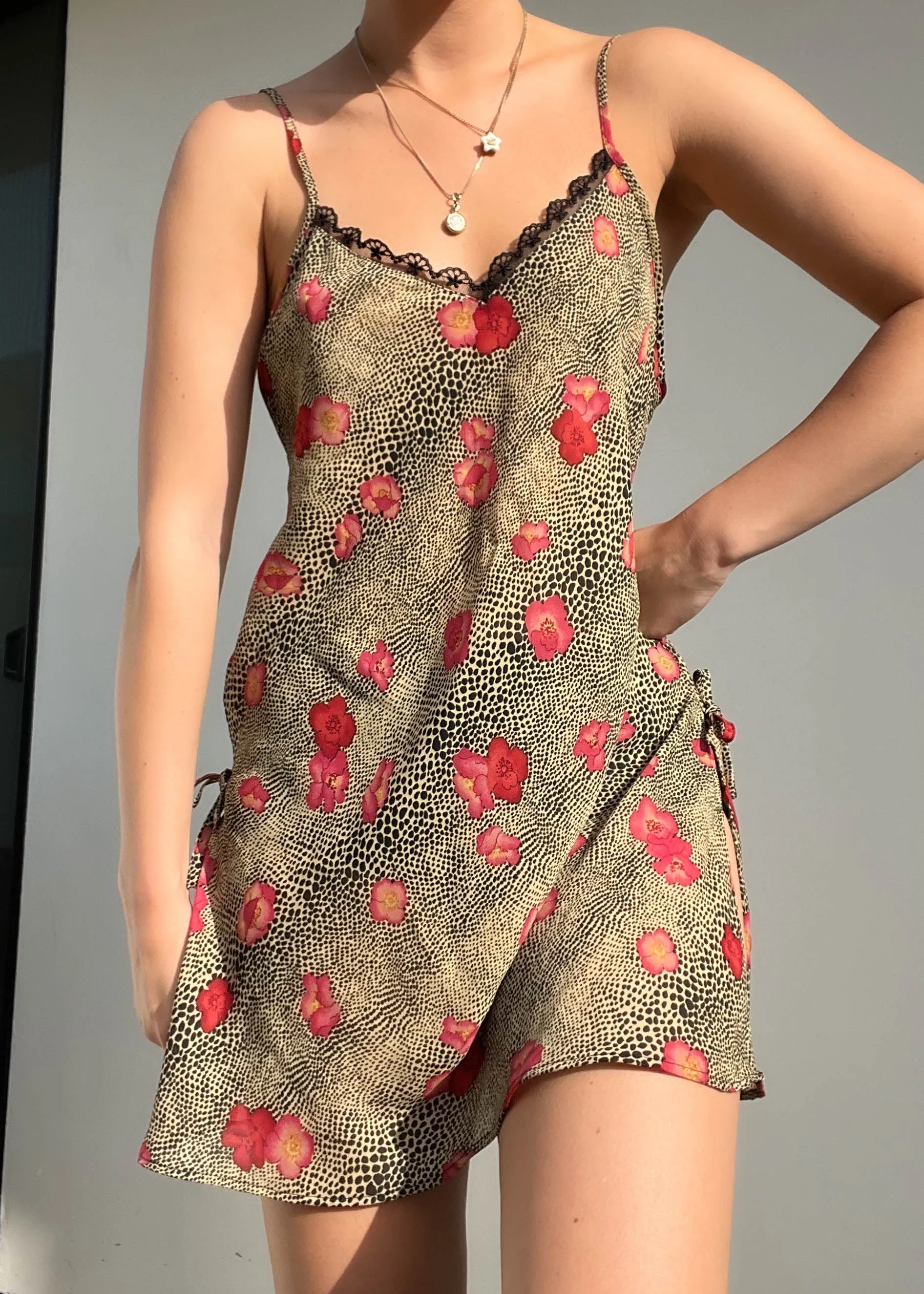 90's Hibiscus Leopard Slip (M)