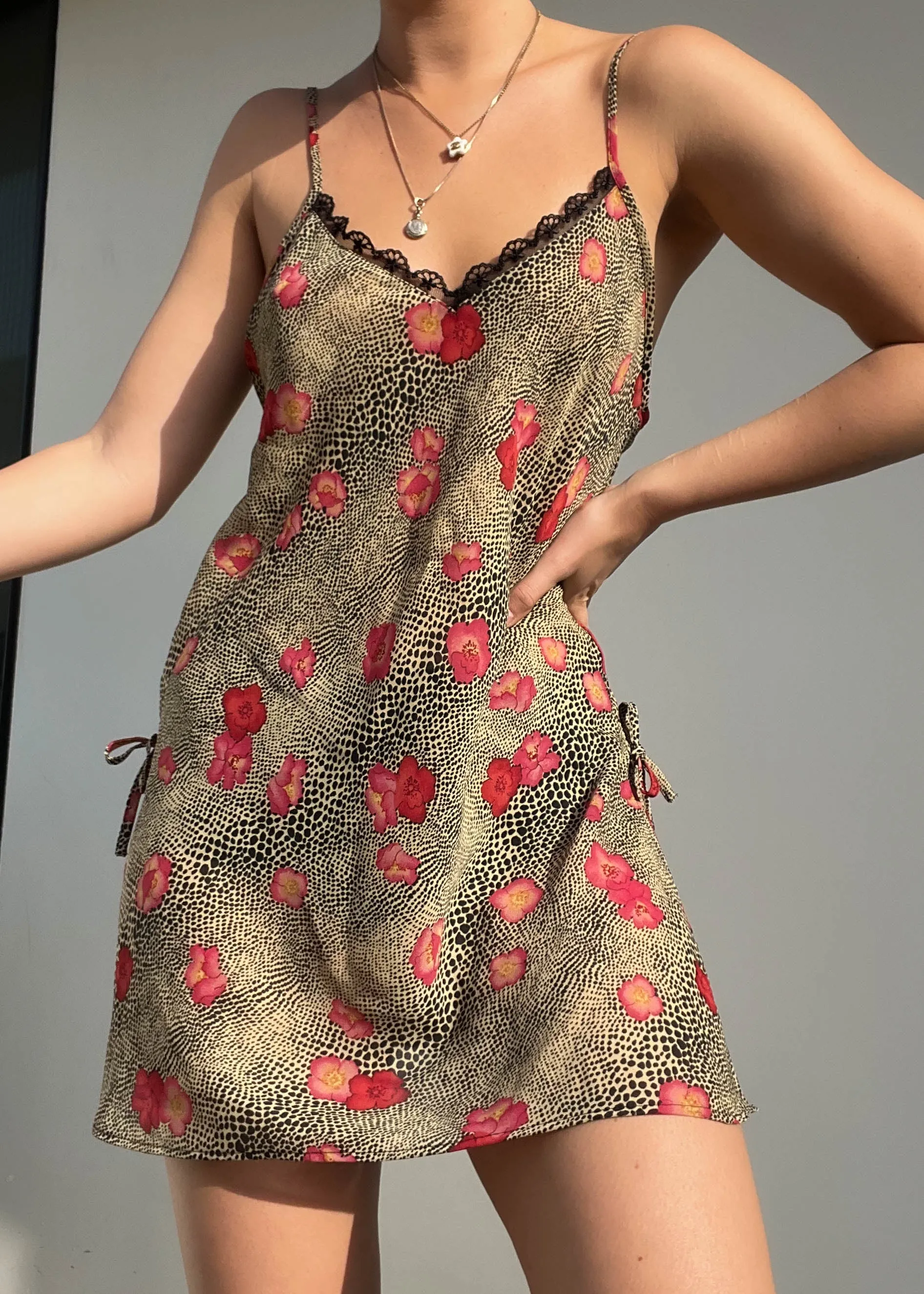 90's Hibiscus Leopard Slip (M)