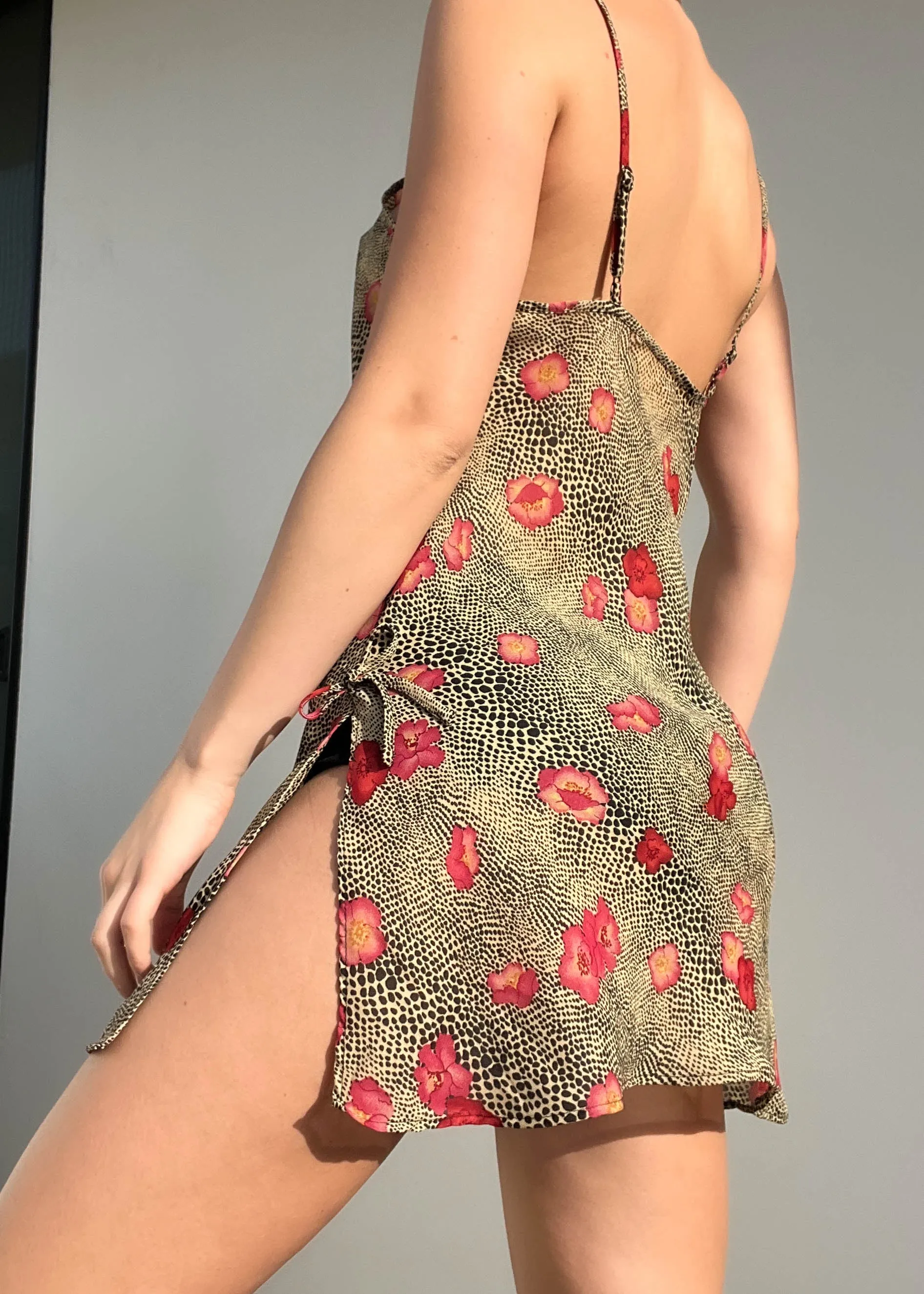 90's Hibiscus Leopard Slip (M)