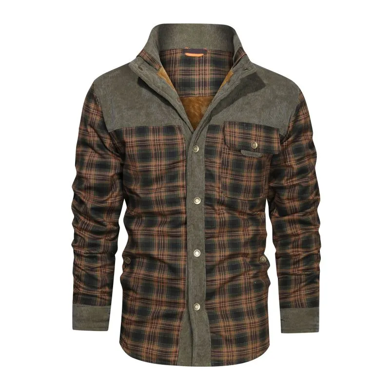 Advbridge Shirt Style Jacket Autumn Winter Men&#39;s Warm Cotton Outwear Fleece Thick Daily Leisure Multiple Pockets Coat