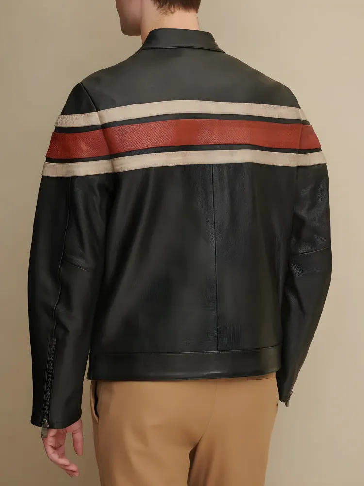 Agostini Distressed Stripped Racer Jacket