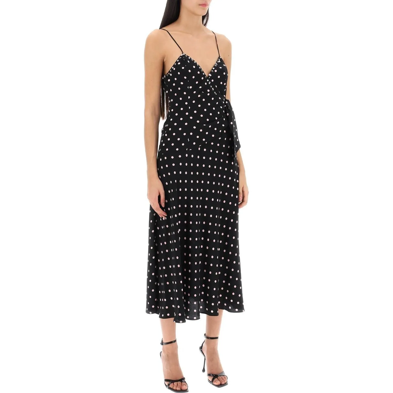 Alessandra Rich polka dot slip dress with studs and rhinestones