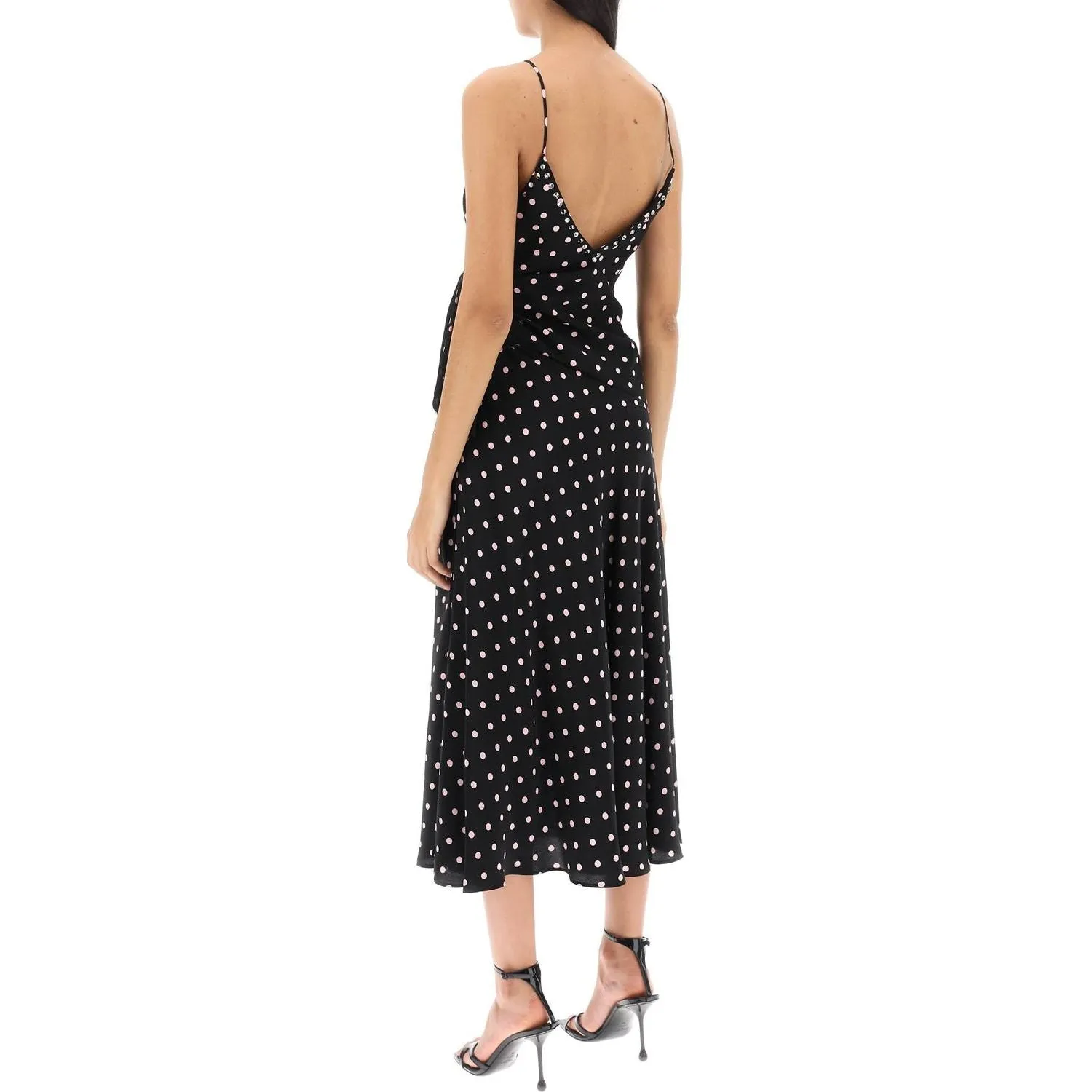 Alessandra Rich polka dot slip dress with studs and rhinestones