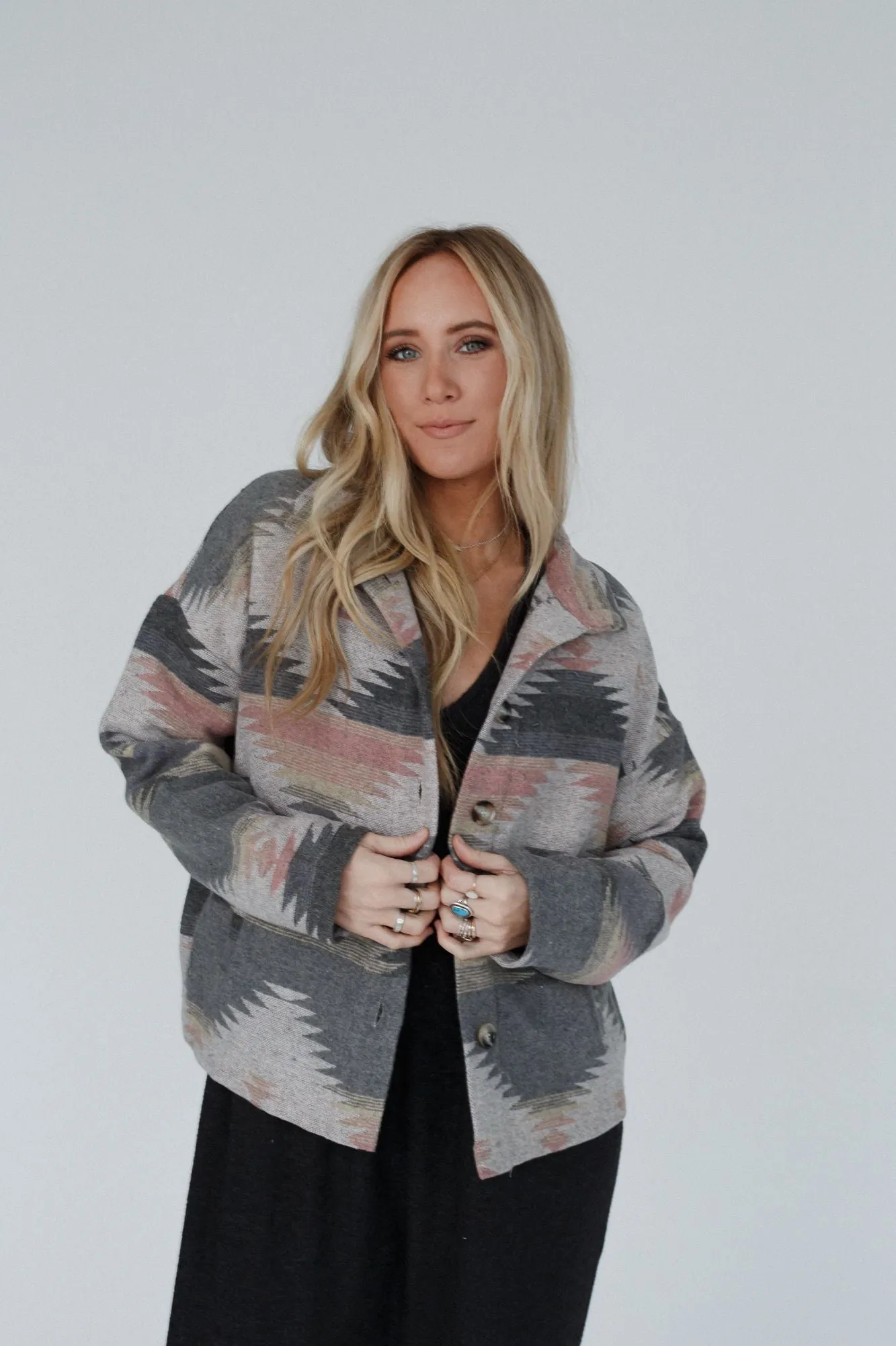 Anika Mixed Pattern Jacket - Gray