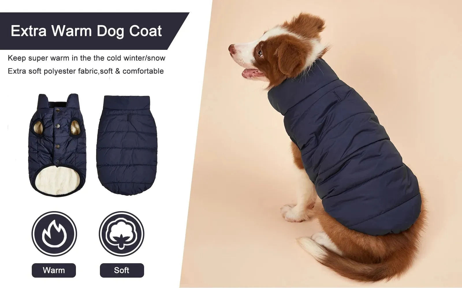 Anniepaw Winter Dog Clothes Outdoor Cold Proof Warm Dog Jacket with Fleece Cotton Lining Chihuahua French Bulldog Puppy Clothing Coat