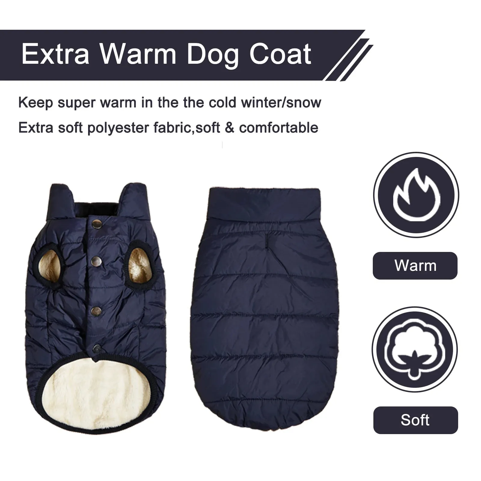 Anniepaw Winter Dog Clothes Outdoor Cold Proof Warm Dog Jacket with Fleece Cotton Lining Chihuahua French Bulldog Puppy Clothing Coat