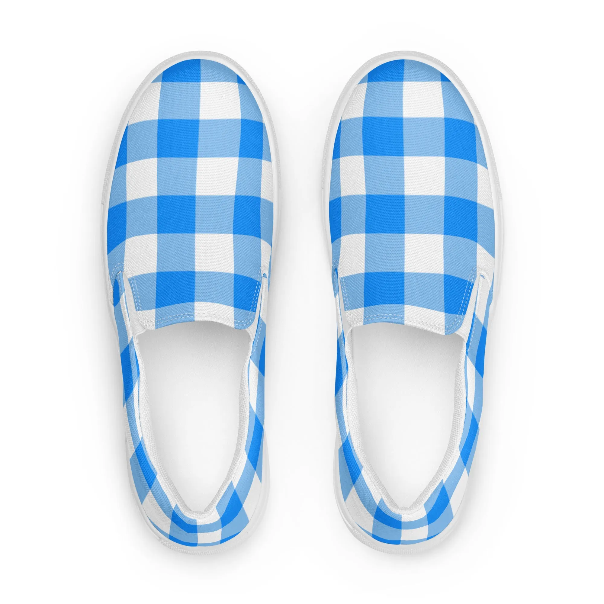 Beyond Blue Gingham Women’s Canvas Slip-On Flat Deck Shoe| Pinup Couture Relaxed