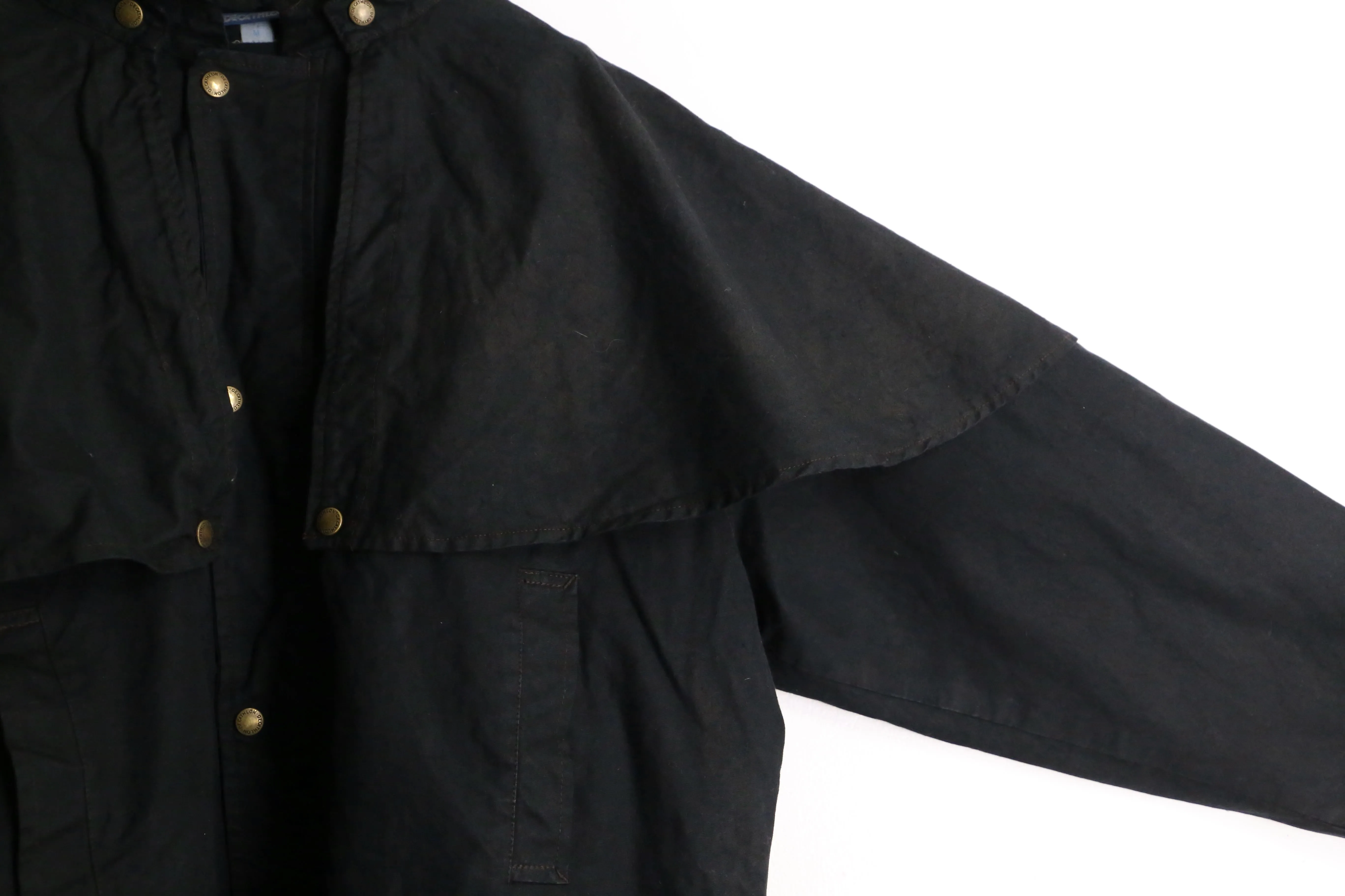 black cape design oiled jacket