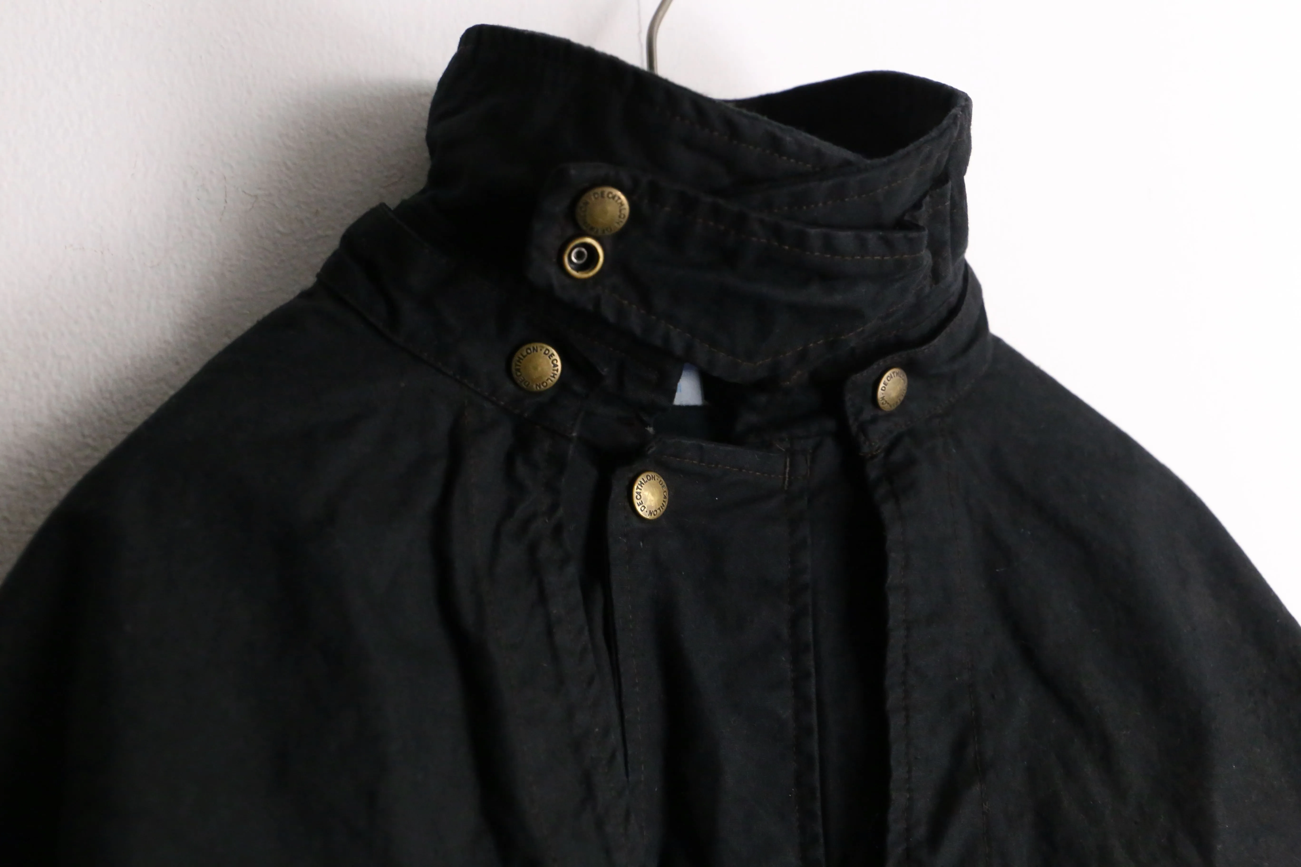 black cape design oiled jacket