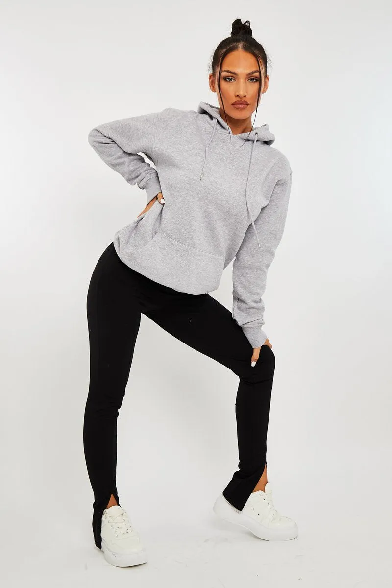 Black Front Split Leggings - Polly