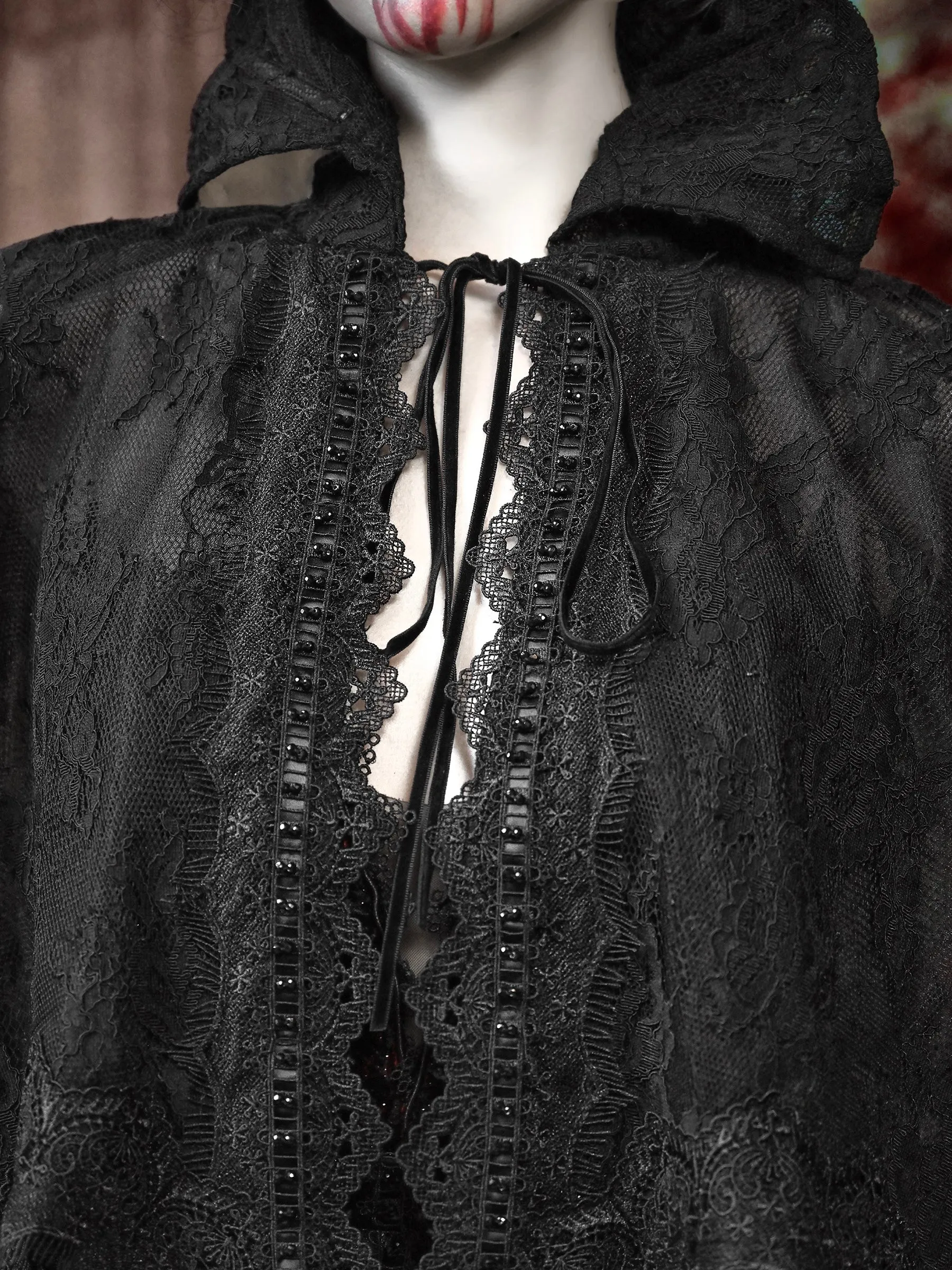 [Blood Supply] Scarlet Romance Gothic Lace Tassel Cloak Cape