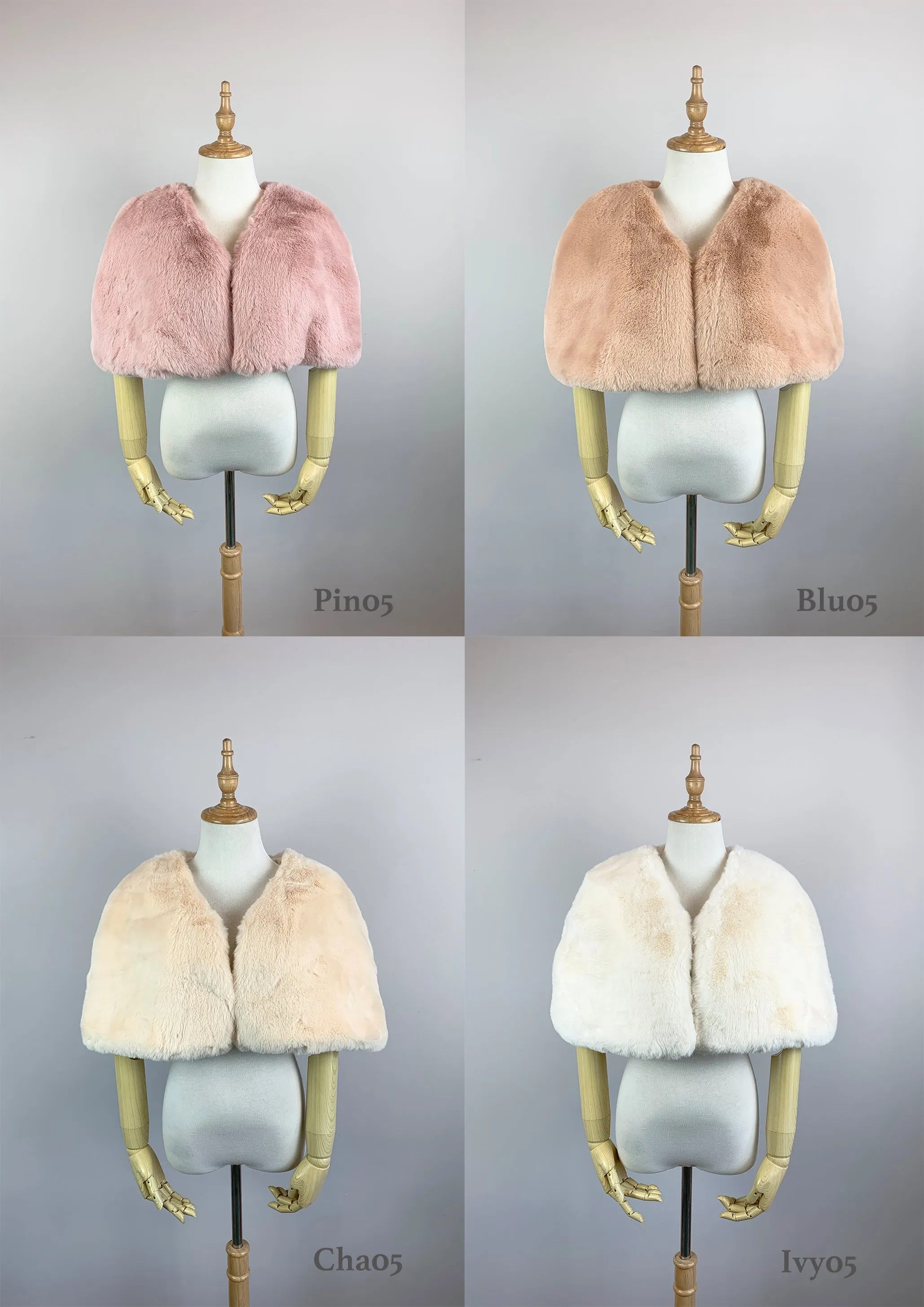 Blush / Nude Faux Fur Bridal Cape (Georgina Blu05)