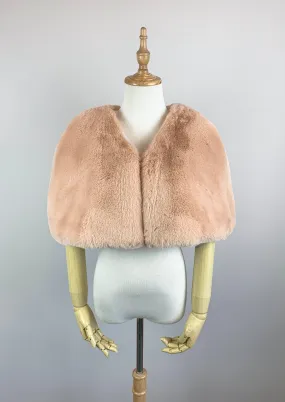 Blush / Nude Faux Fur Bridal Cape (Georgina Blu05)