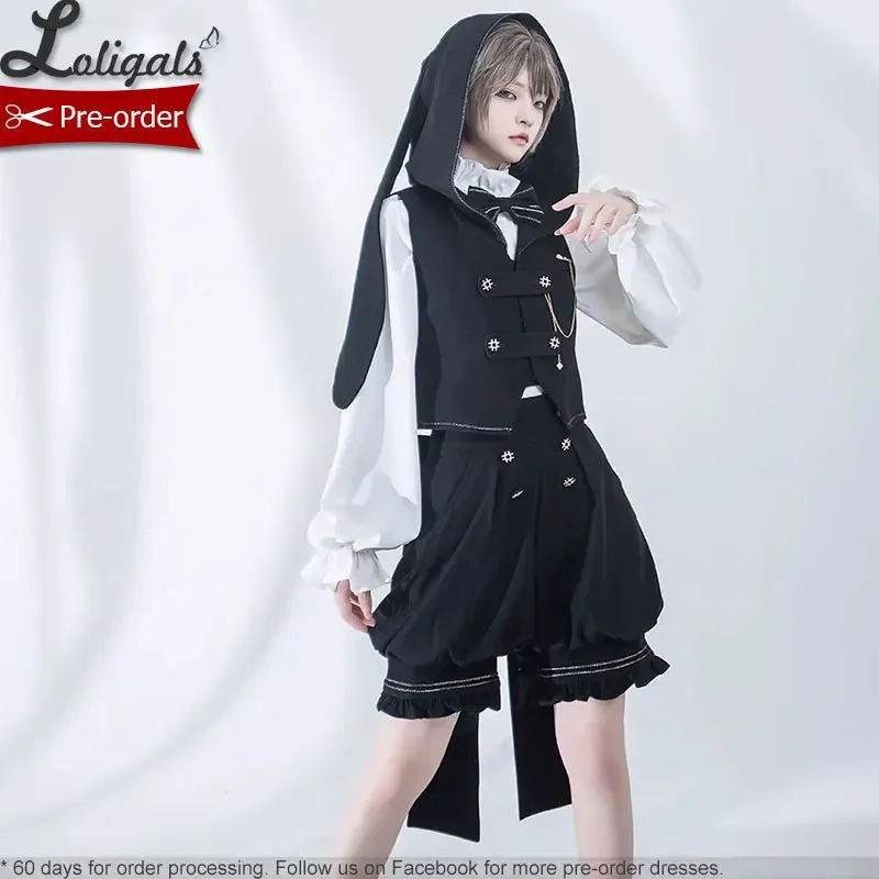 Boy Style Ouji Lolita Prince Hooded Cloak / Vest / Shorts / Long Sleeve Shirt by Princess Chronicles ~ Rabbit in a Hurry