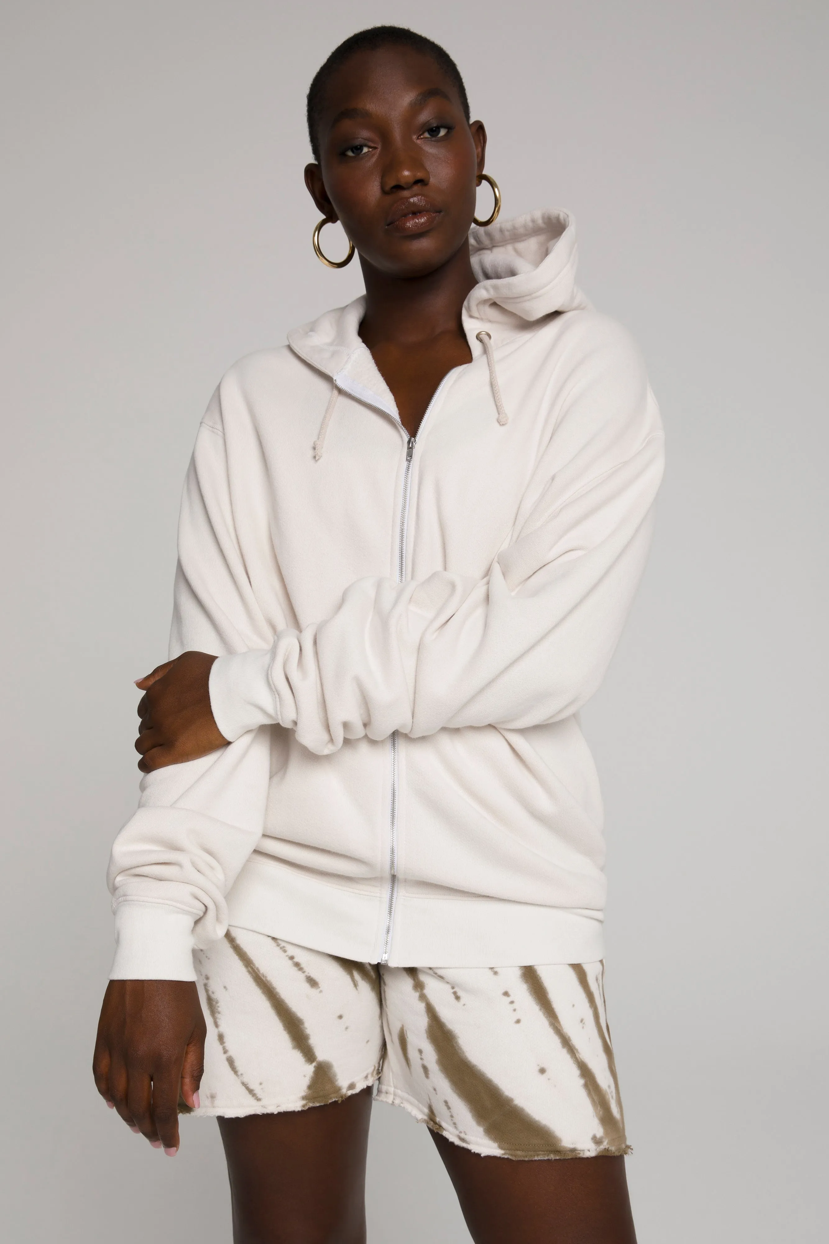 BOYFRIEND ZIP HOODIE | BONE001