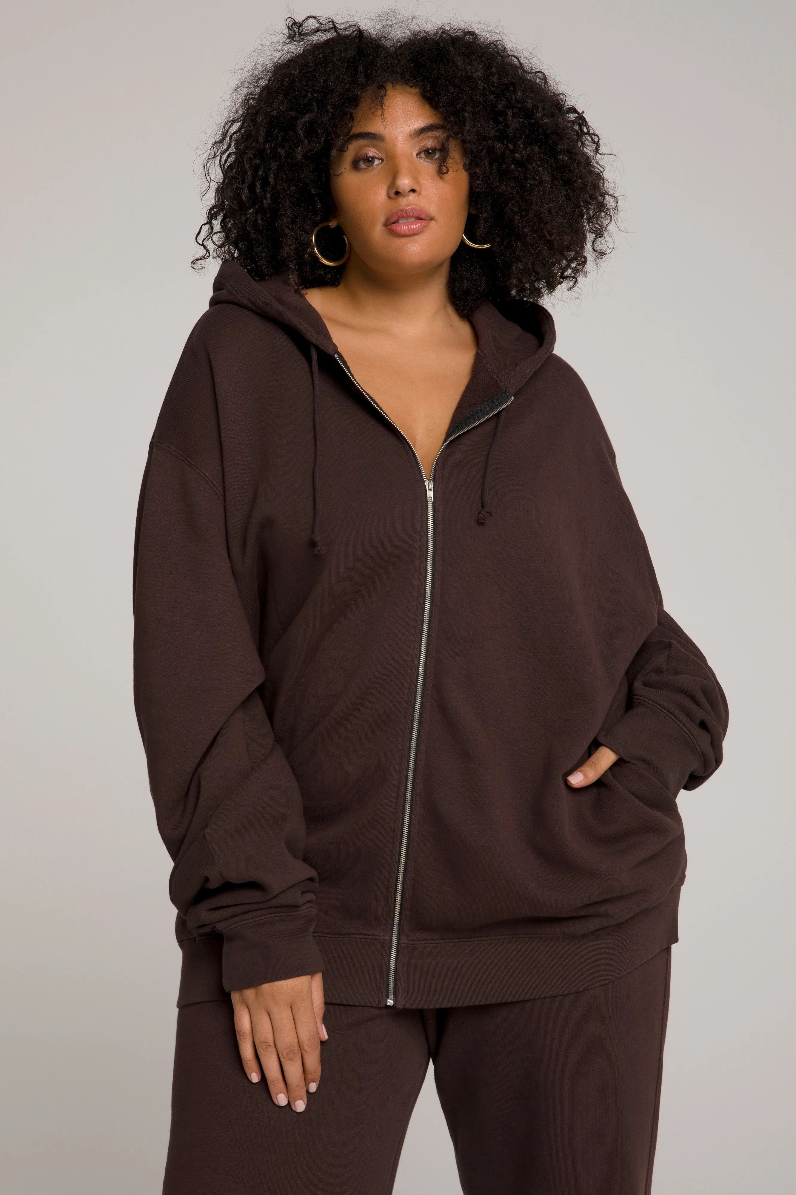 BOYFRIEND ZIP HOODIE | COFFEE001