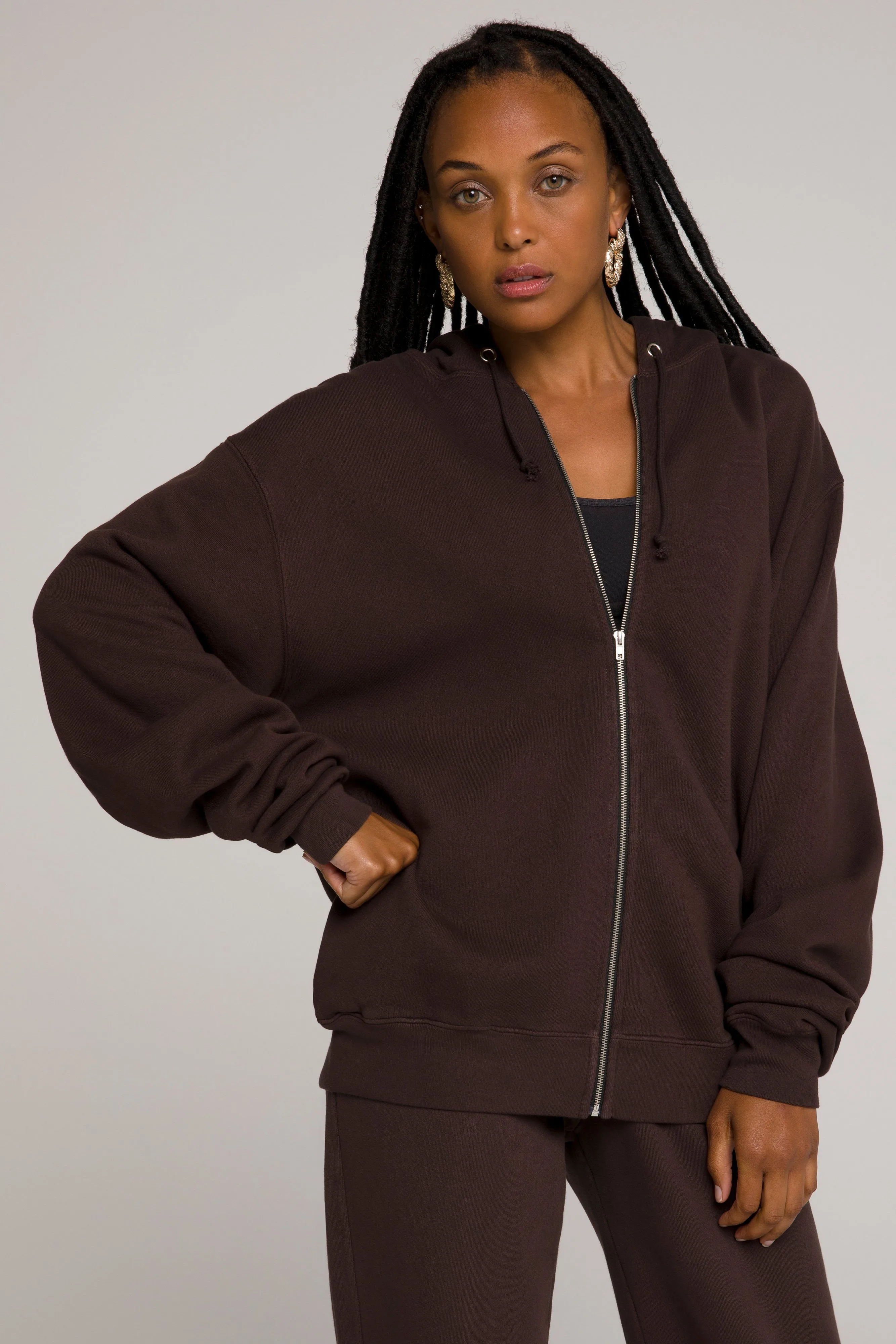 BOYFRIEND ZIP HOODIE | COFFEE001