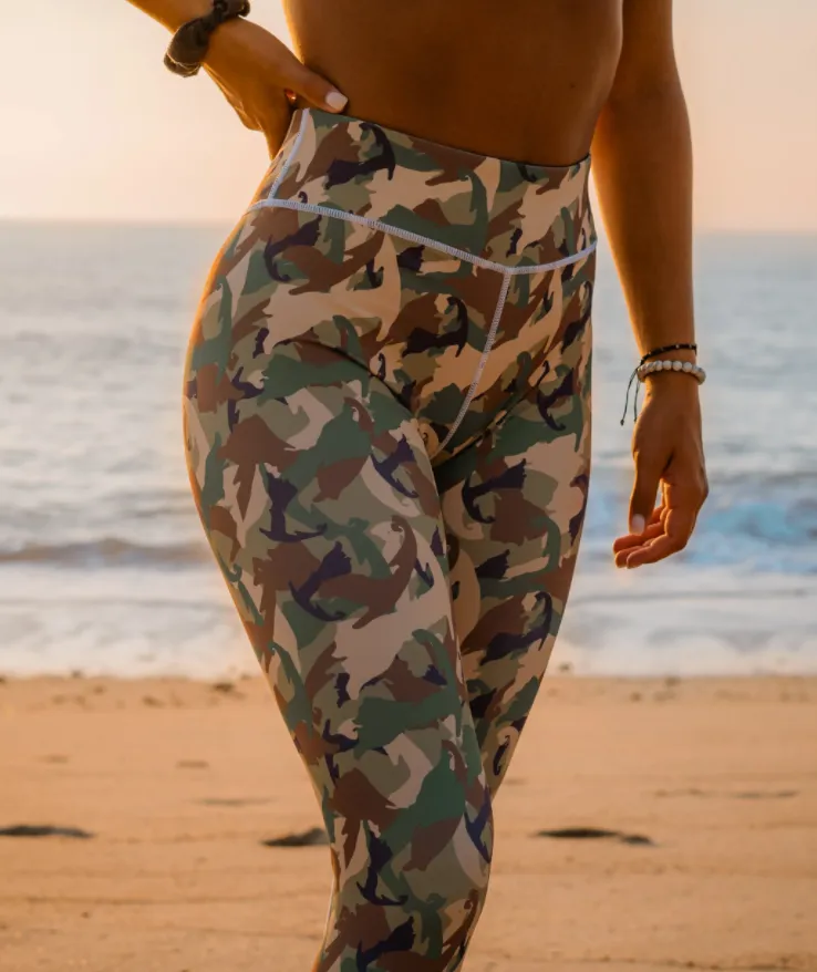 Cape Camo Green Capri Length Leggings