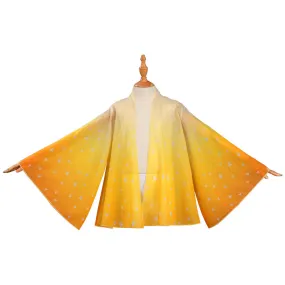 Children Kids  Agatsuma Zenitsu Cosplay Cloak Cape Kimono Coat