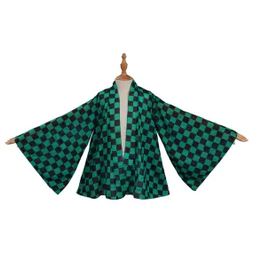 Children Kids  Kamado Tanjiro Cosplay Cloak Cape Kimono Coat