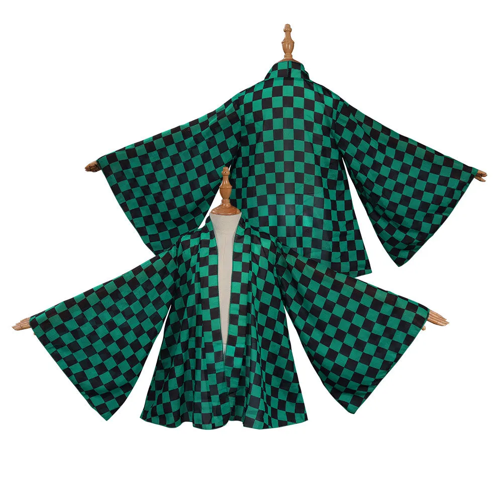 Children Kids  Kamado Tanjiro Cosplay Cloak Cape Kimono Coat