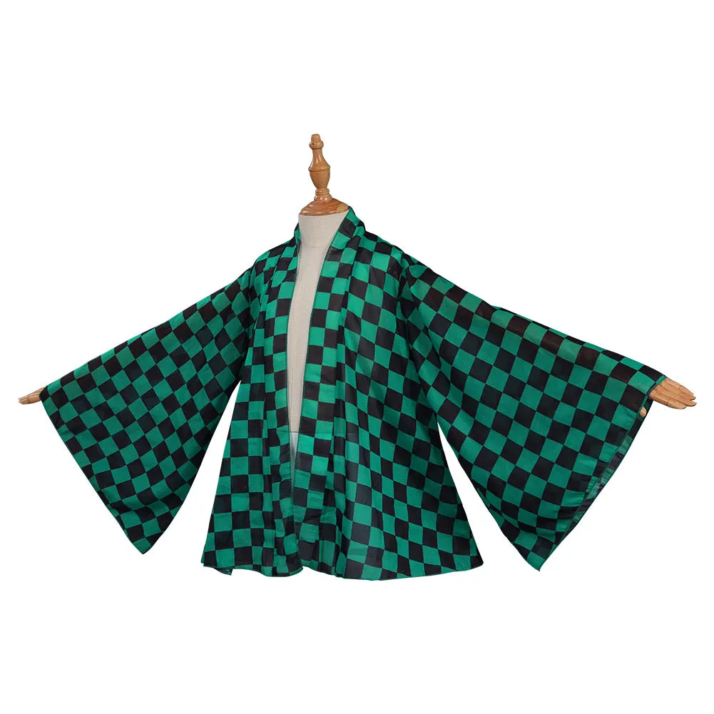 Children Kids  Kamado Tanjiro Cosplay Cloak Cape Kimono Coat