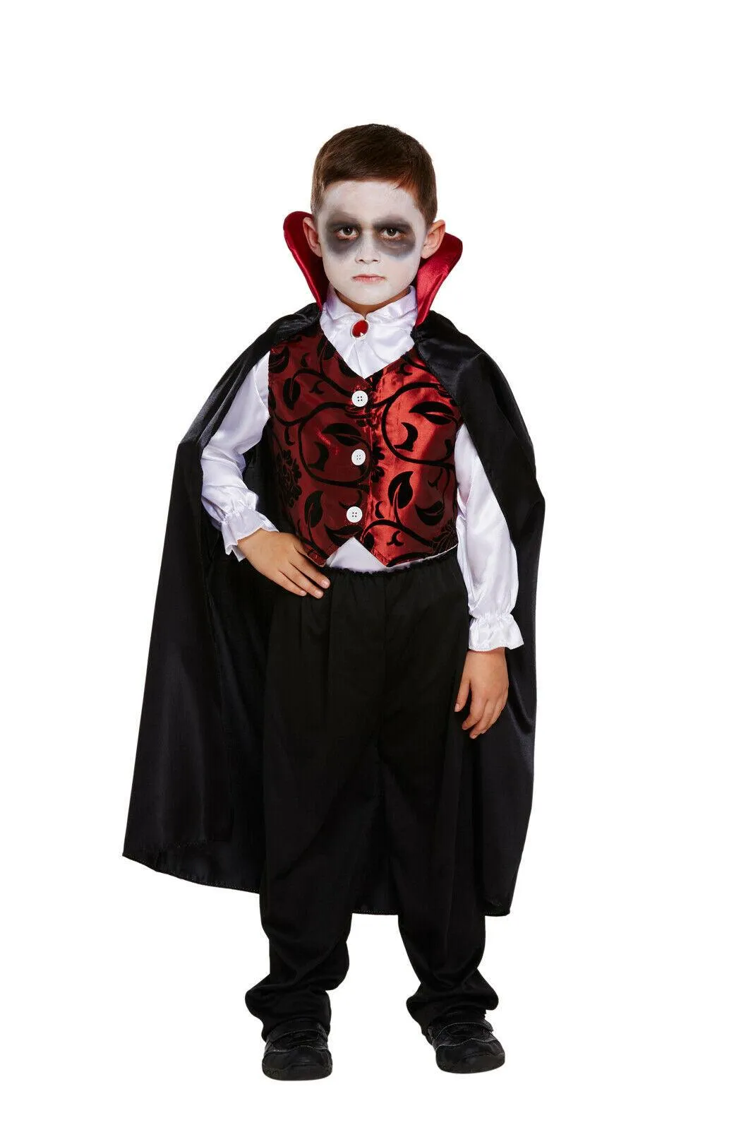 Children’s Deluxe Vampire Costume Boys Halloween Horror Dracula Fancy Dress