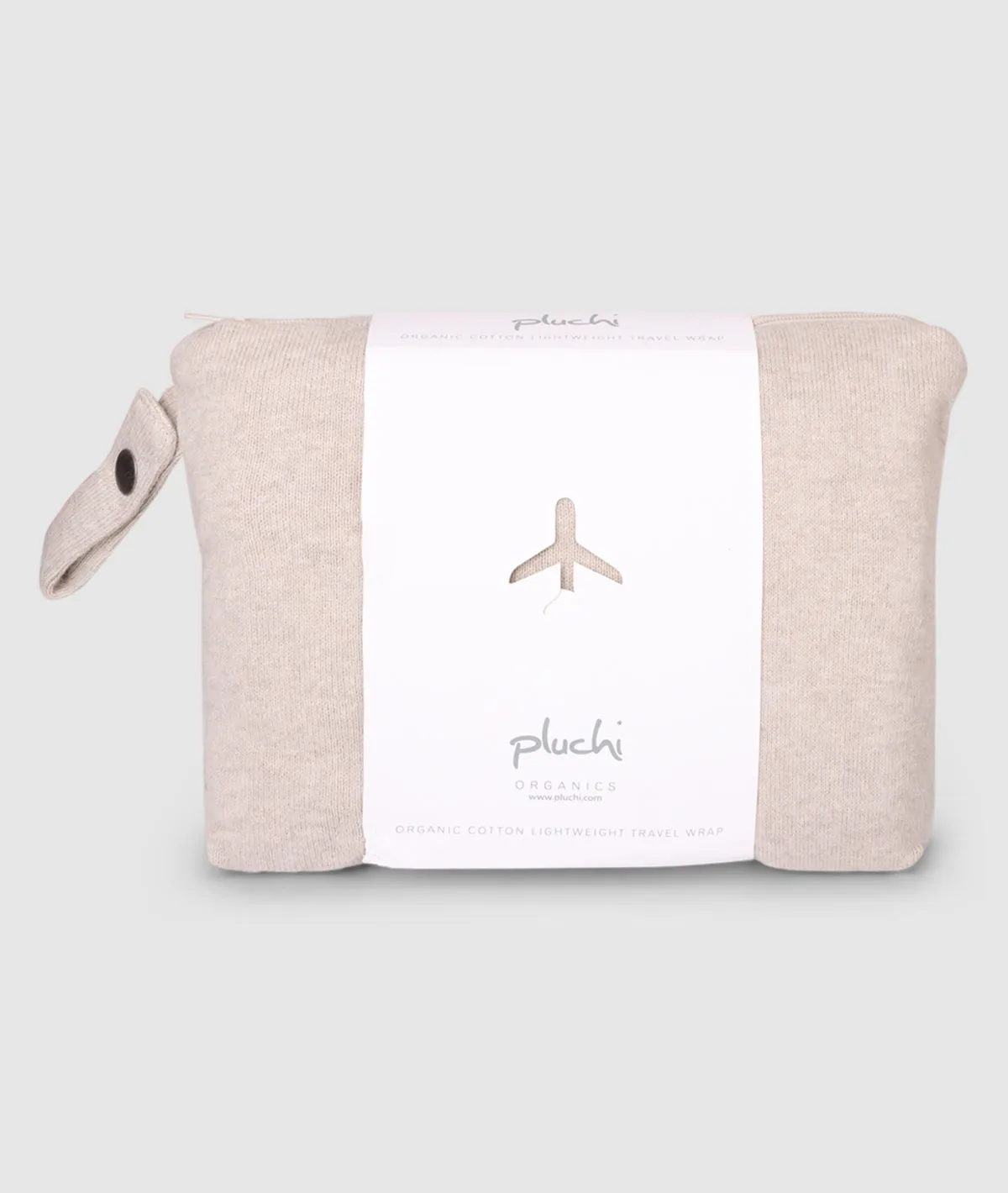 Classic Travel Wrap - Organic Cotton Knitted Light Weight Wrap in Pouch (Light Beige Melange)