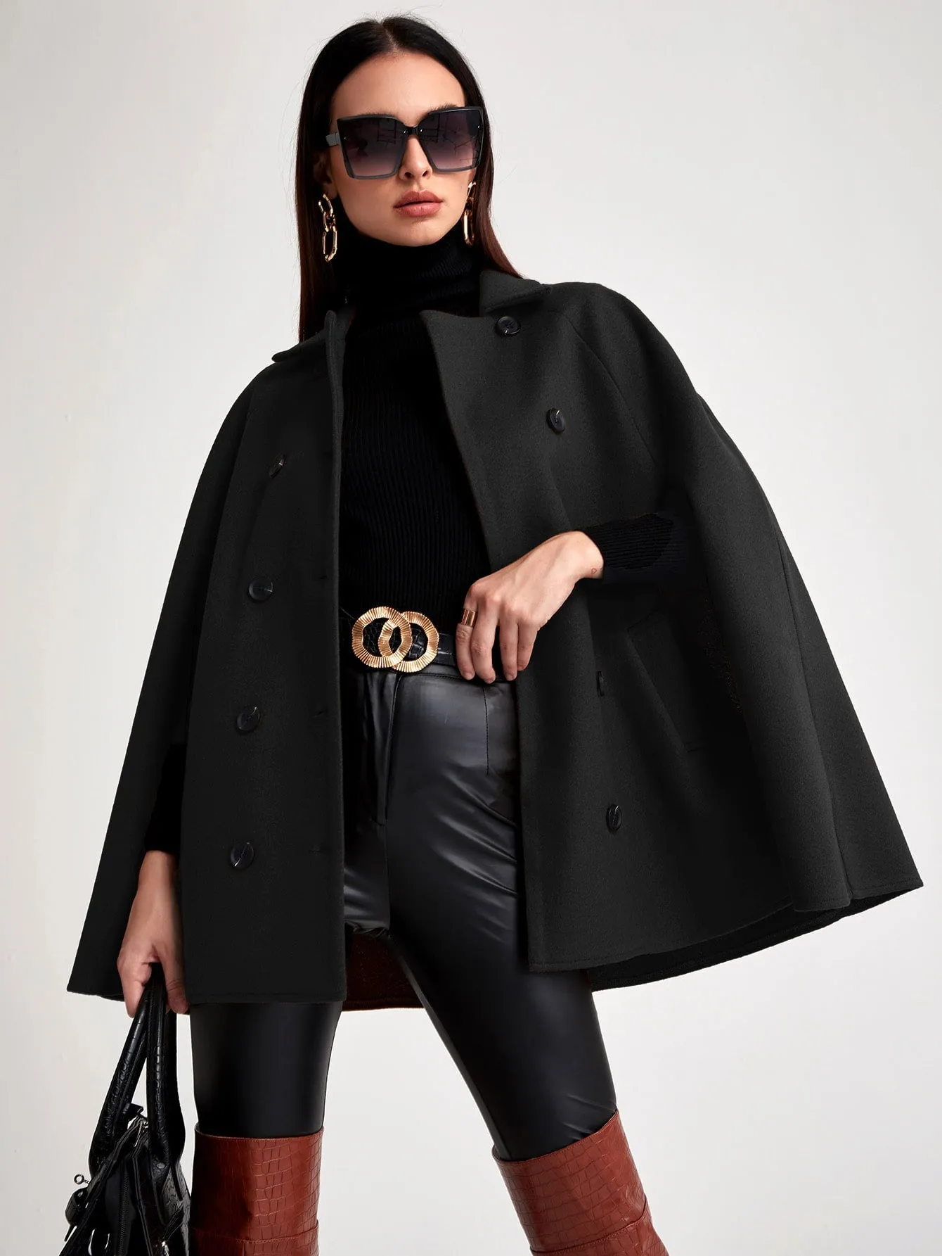 Cloak Sleeve Double Button Cape Coat(Clearance Sale)