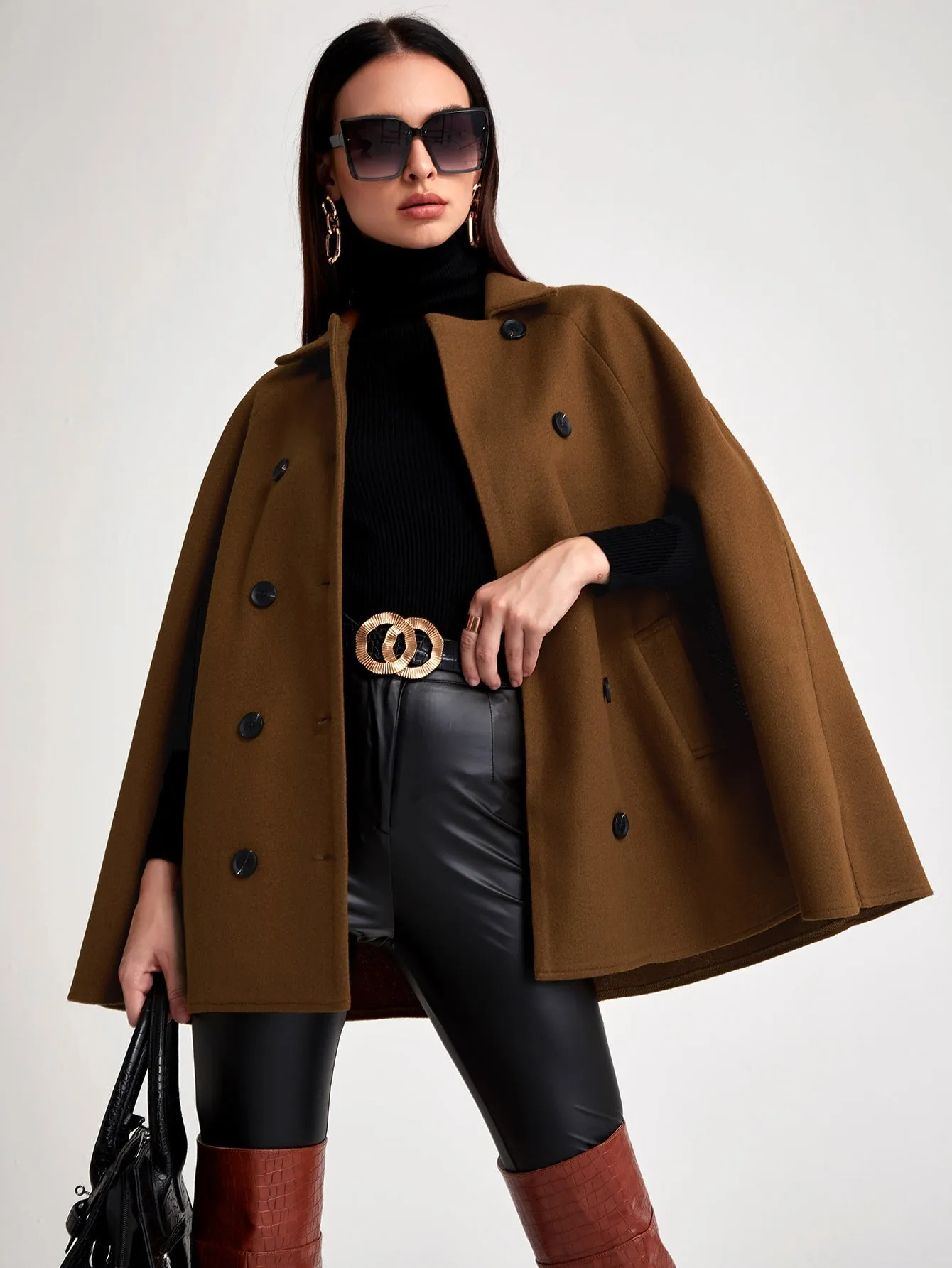 Cloak Sleeve Double Button Cape Coat(Clearance Sale)