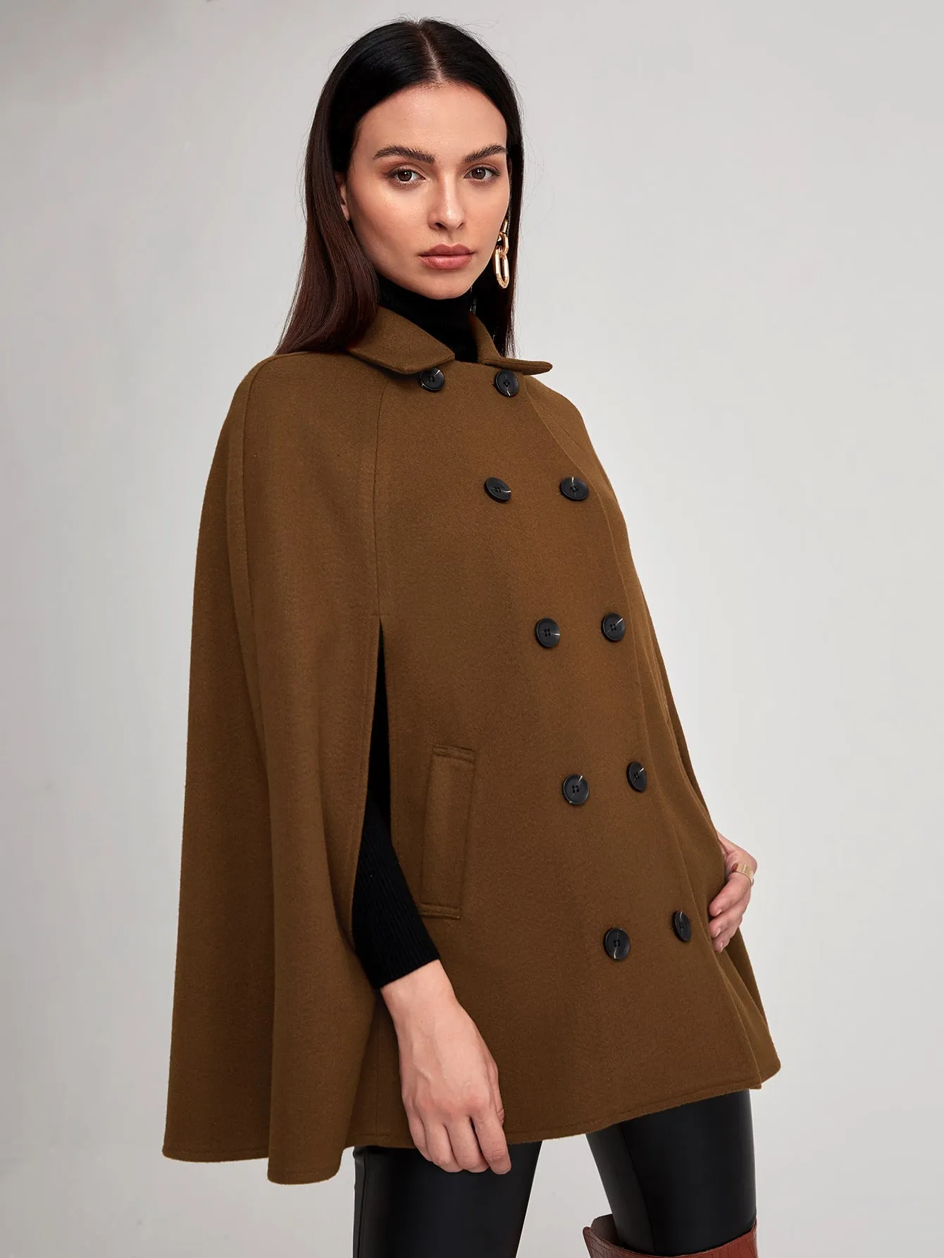 Cloak Sleeve Double Button Cape Coat(Clearance Sale)