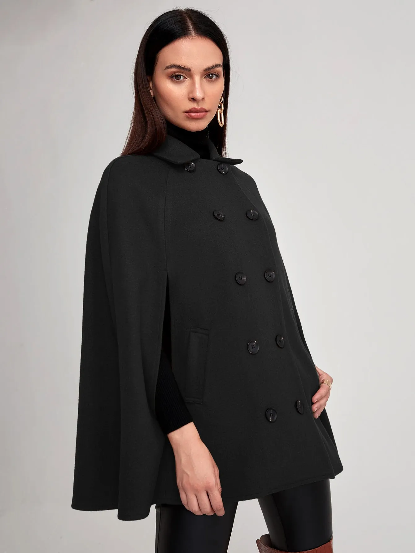 Cloak Sleeve Double Button Cape Coat(Clearance Sale)