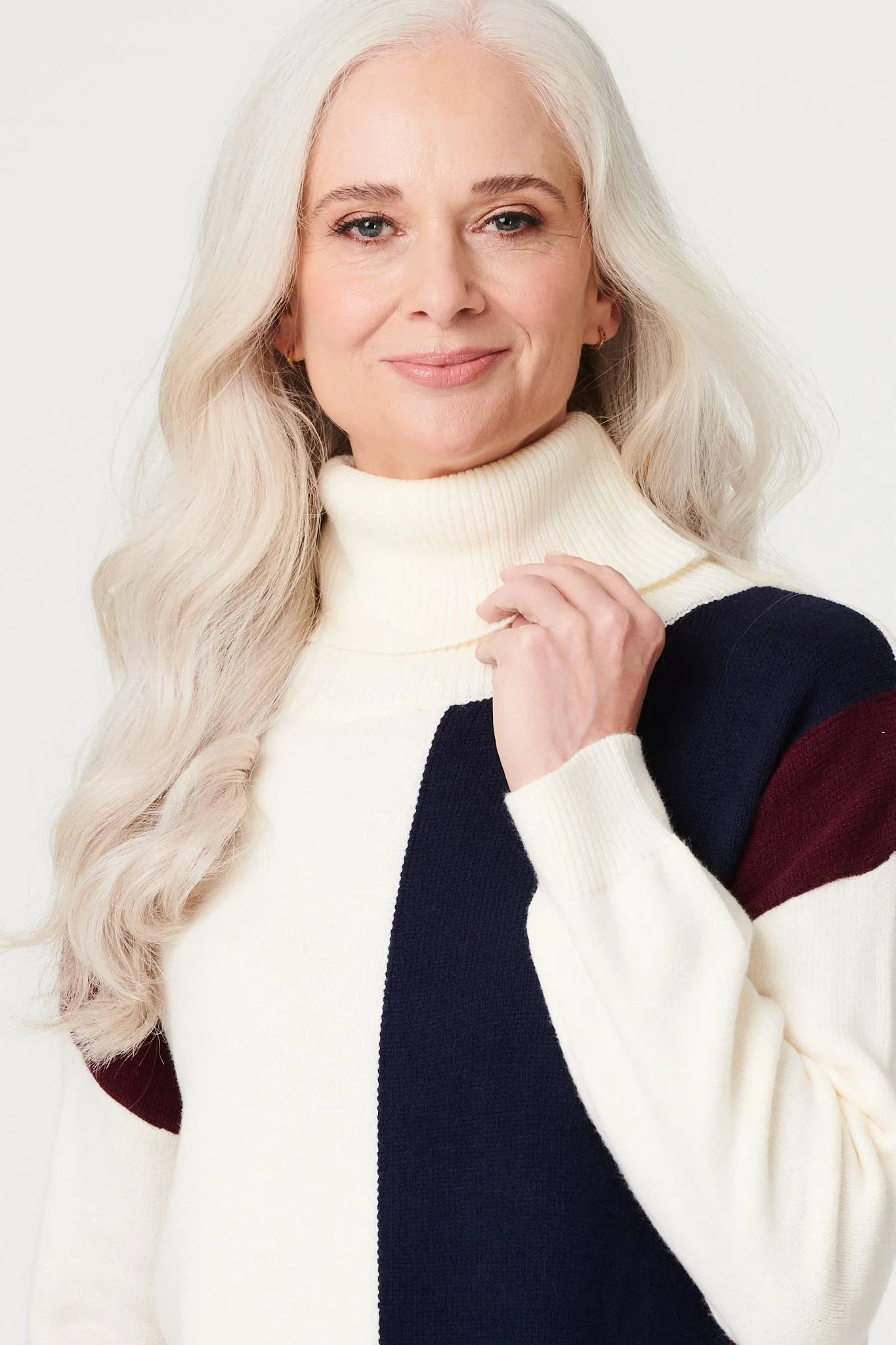 Colour Block Turtle Neck Jumper