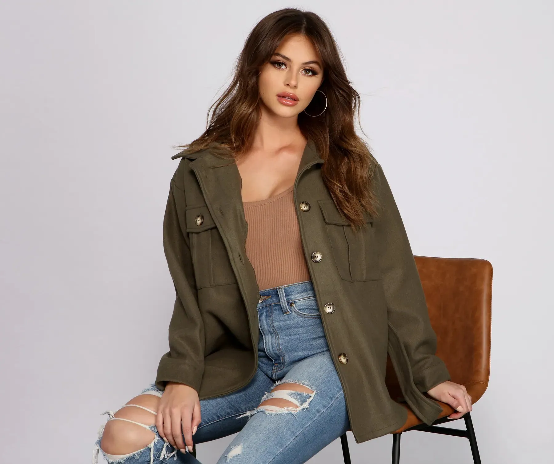 Cozy Button-Up Belted Shacket