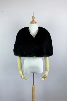 Custom Design Only - Black Faux Fur Bridal Cape (Georgina Blk05)