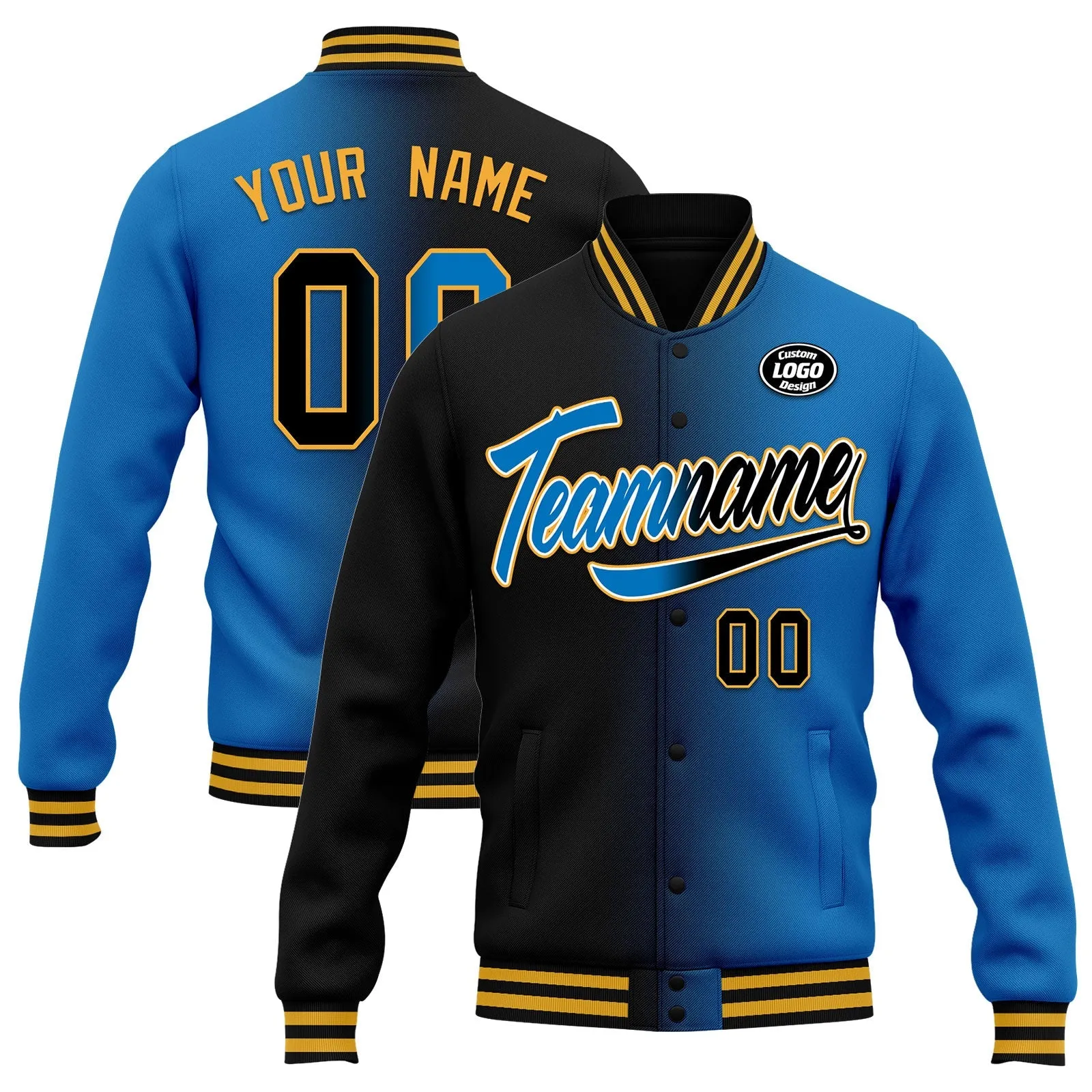 Custom Gradient Fashion Jacket Bomber Full-Snap Varsity Letterman Personalized Jacket FZ005-D028016-6