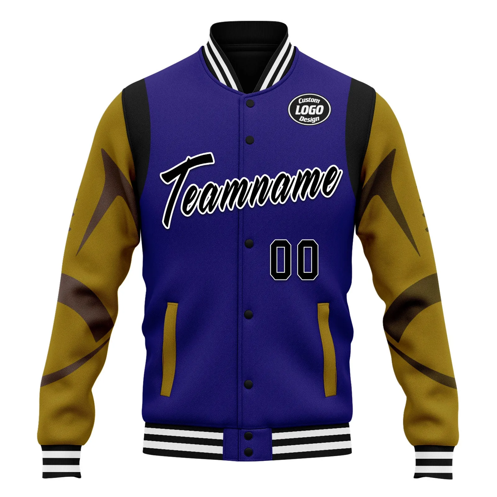 Custom Purple Baltimore Jacket Bomber Full-Snap Varsity Letterman Personalized Jacket FZ005-D025004-4