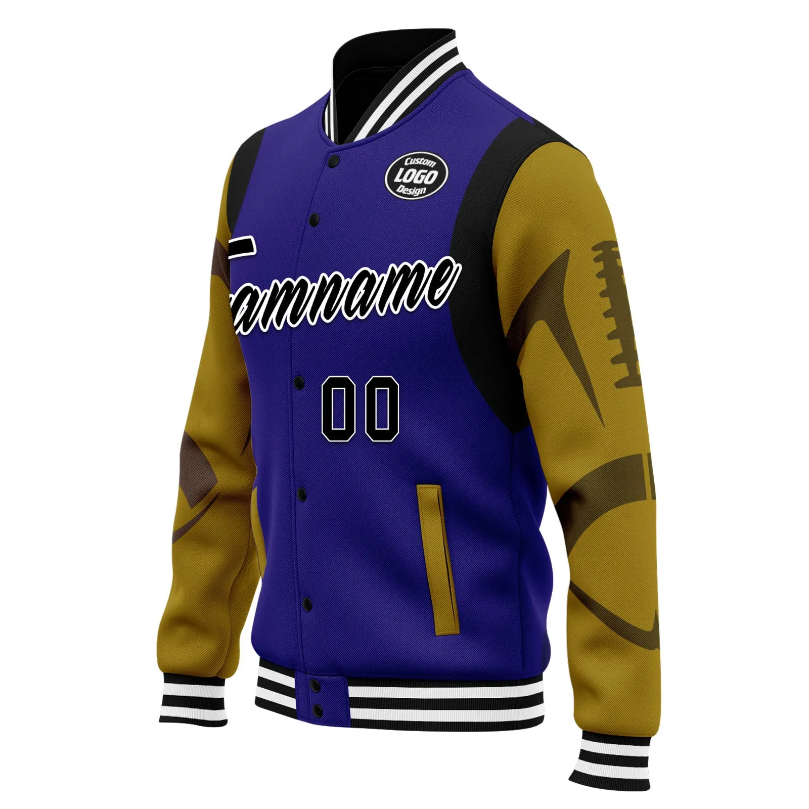 Custom Purple Baltimore Jacket Bomber Full-Snap Varsity Letterman Personalized Jacket FZ005-D025004-4