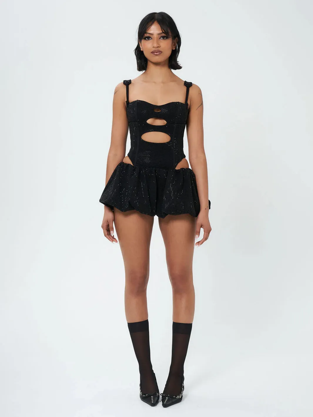 DARK DESIRES BUBBLE SKIRT - JET BLACK