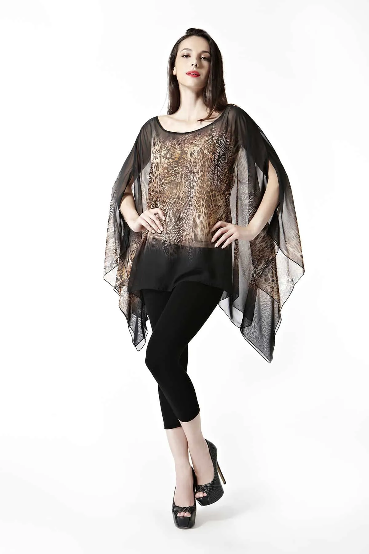 Digital Printed Chiffon Poncho