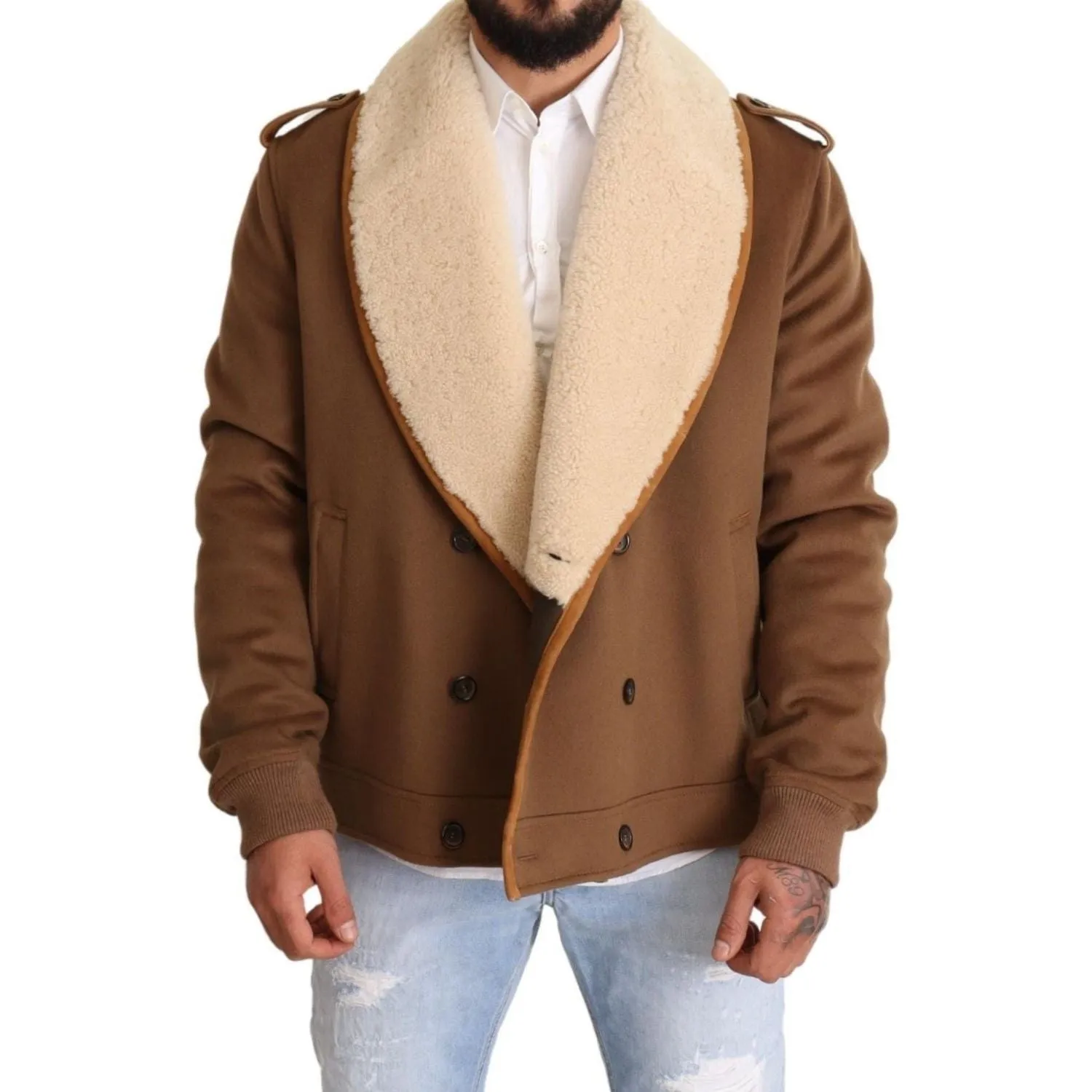 Dolce & Gabbana Elegant Double Breasted Shearling Jacket