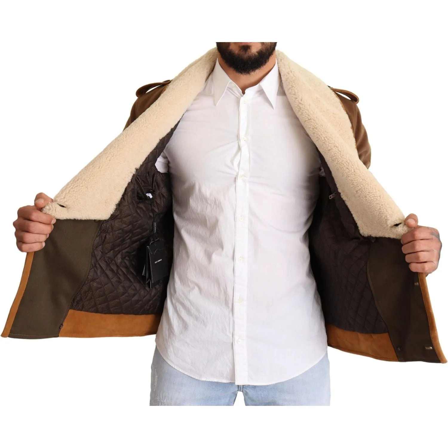 Dolce & Gabbana Elegant Double Breasted Shearling Jacket