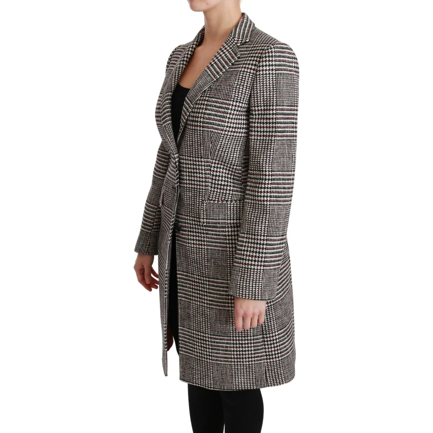 Dolce & Gabbana Elegant Multicolor Checked Knee-Length Jacket Coat