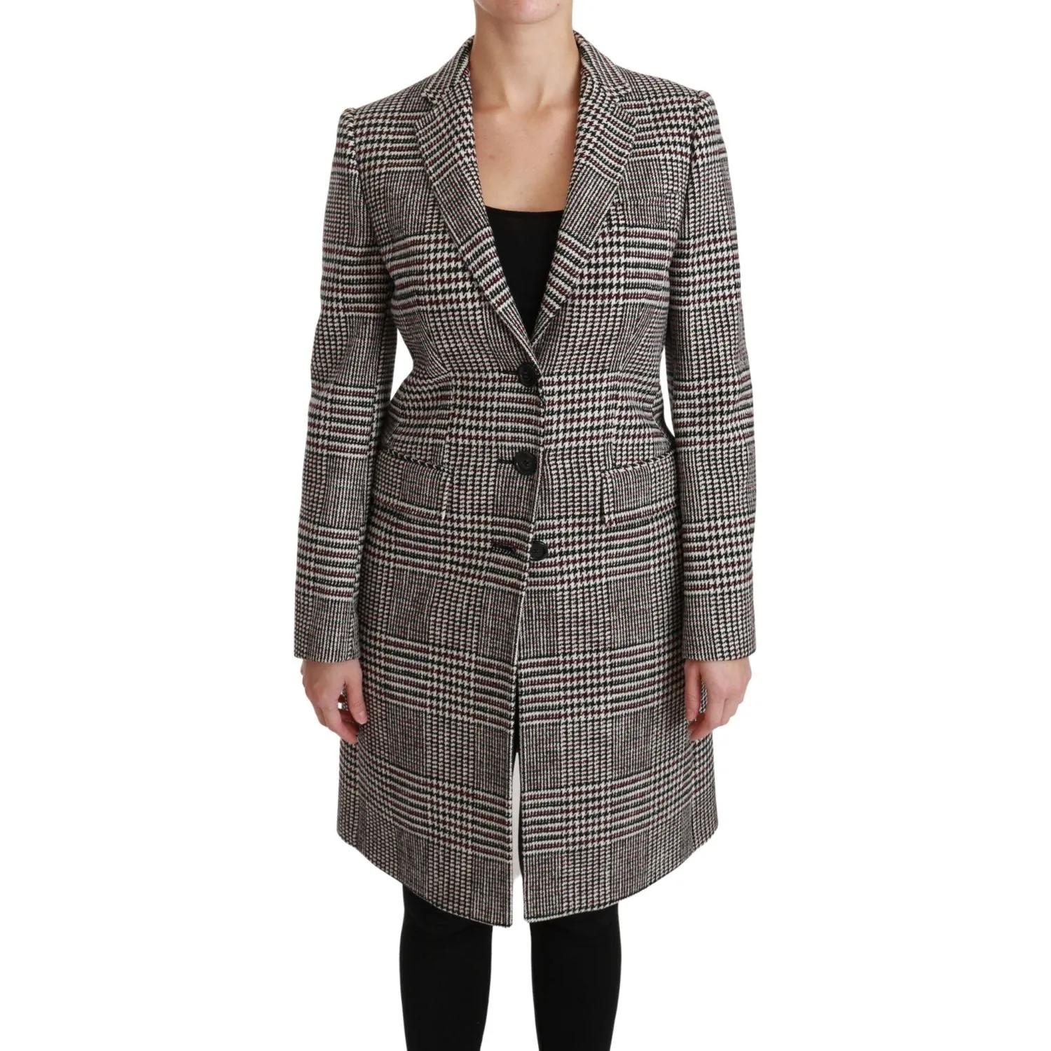 Dolce & Gabbana Elegant Multicolor Checked Knee-Length Jacket Coat