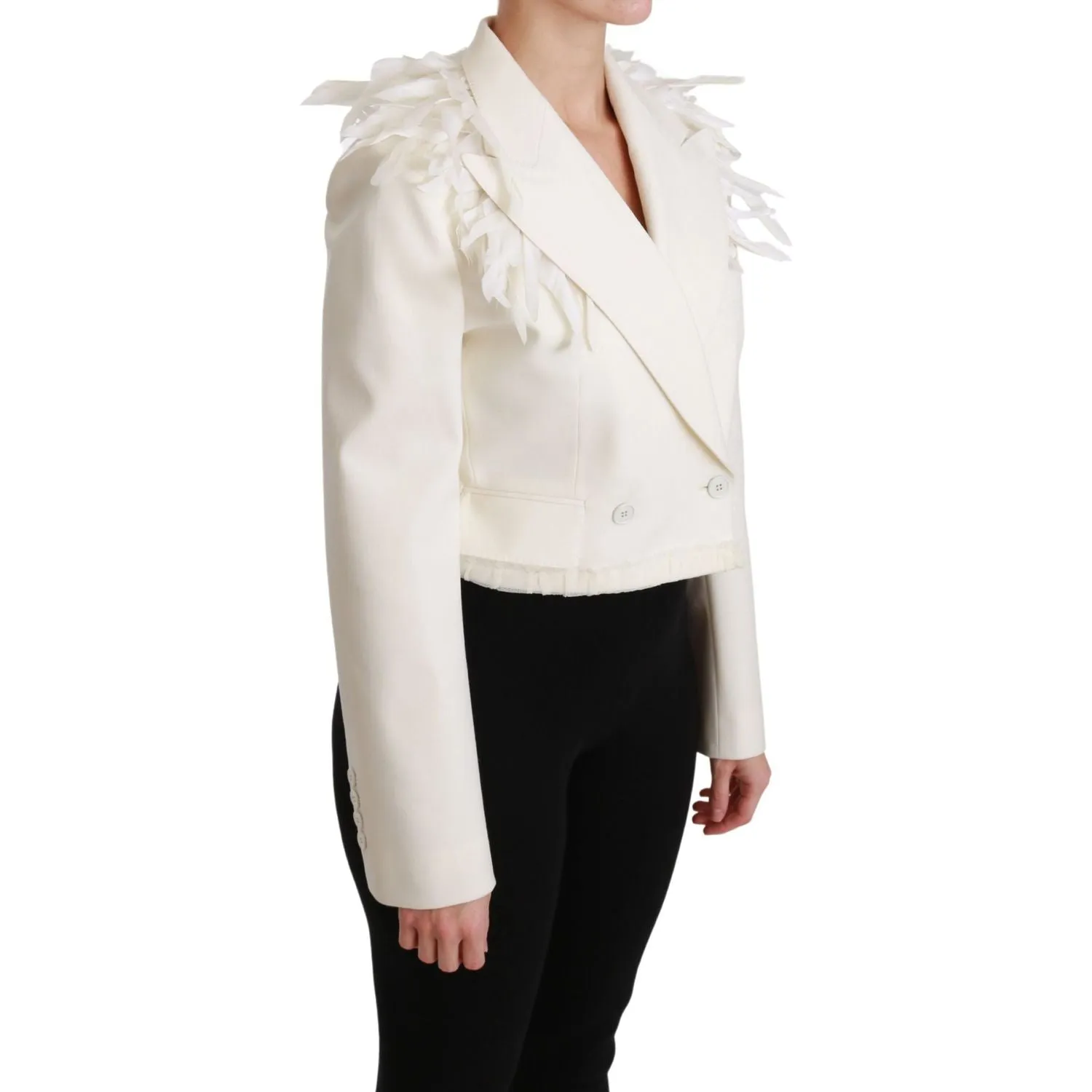 Dolce & Gabbana Elegant White Double Breasted Blazer Jacket