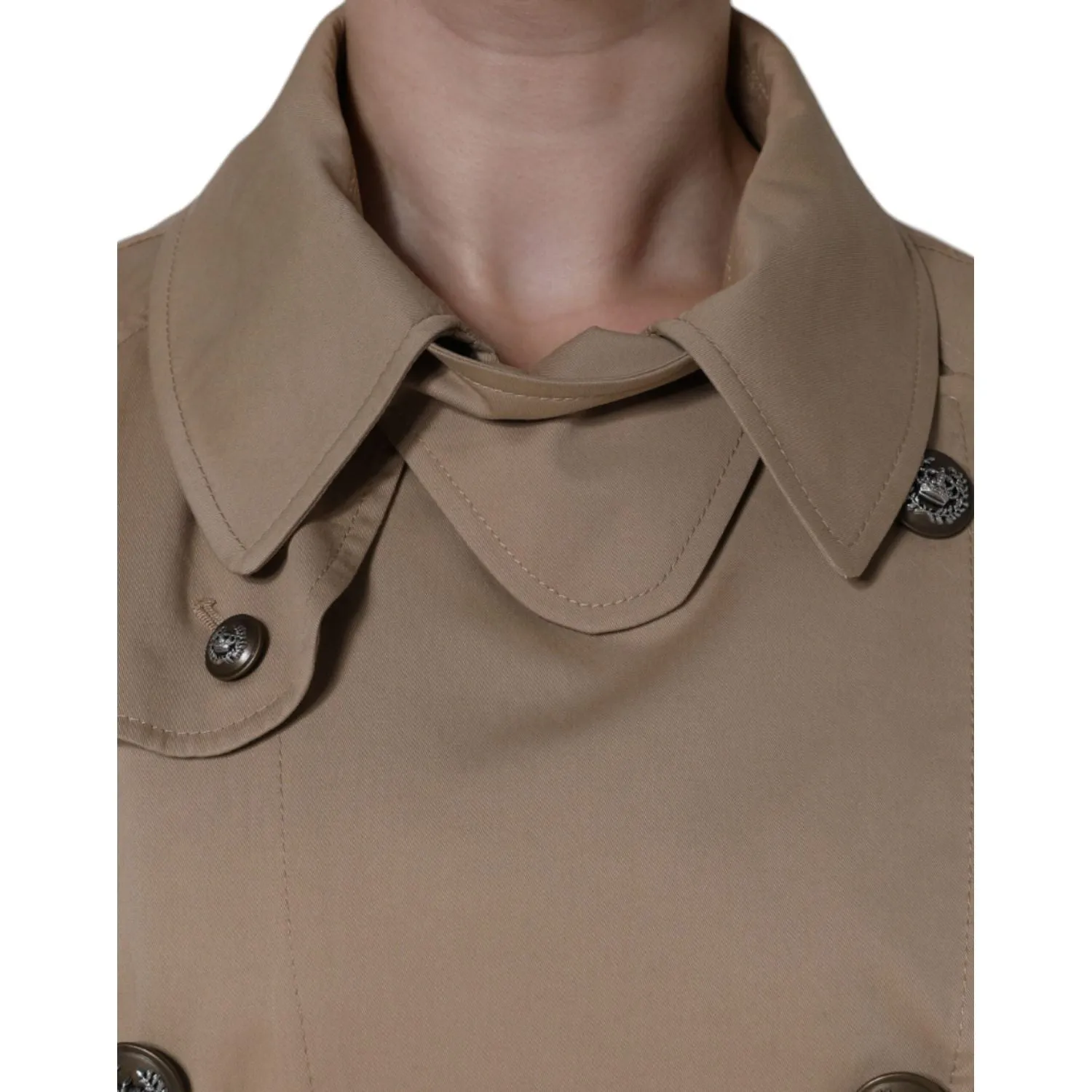 Dolce & Gabbana Khaki Double Breasted Trench Coat Jacket