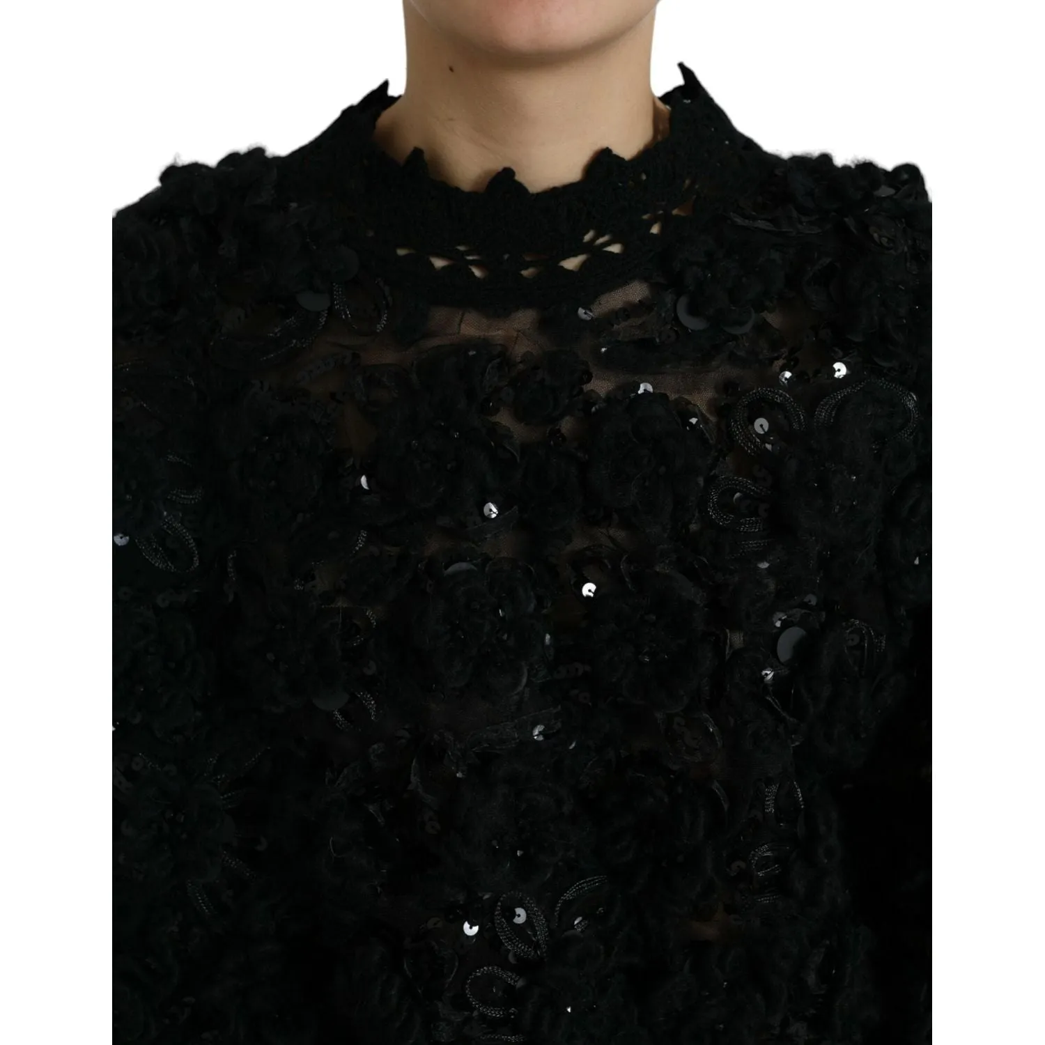 Dolce & Gabbana Sequin Embellished Black Pullover