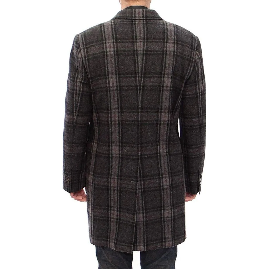 Dolce & Gabbana Sicilia Checkered Wool Blend Coat