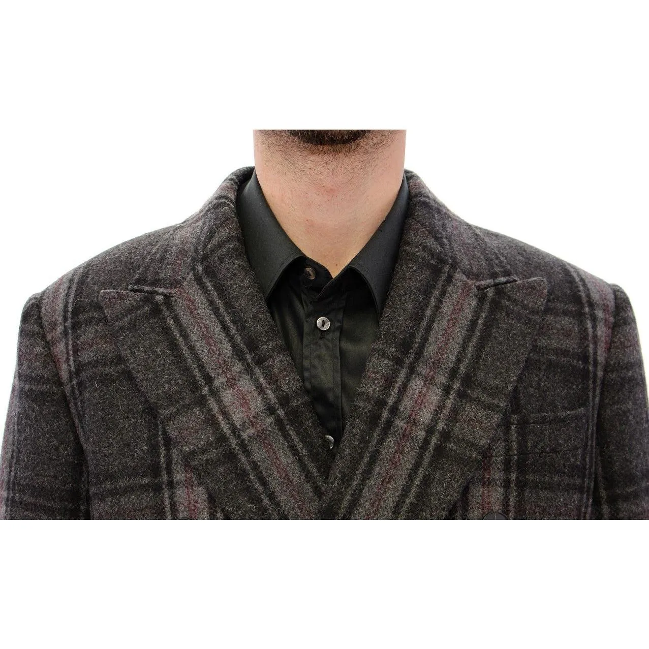 Dolce & Gabbana Sicilia Checkered Wool Blend Coat